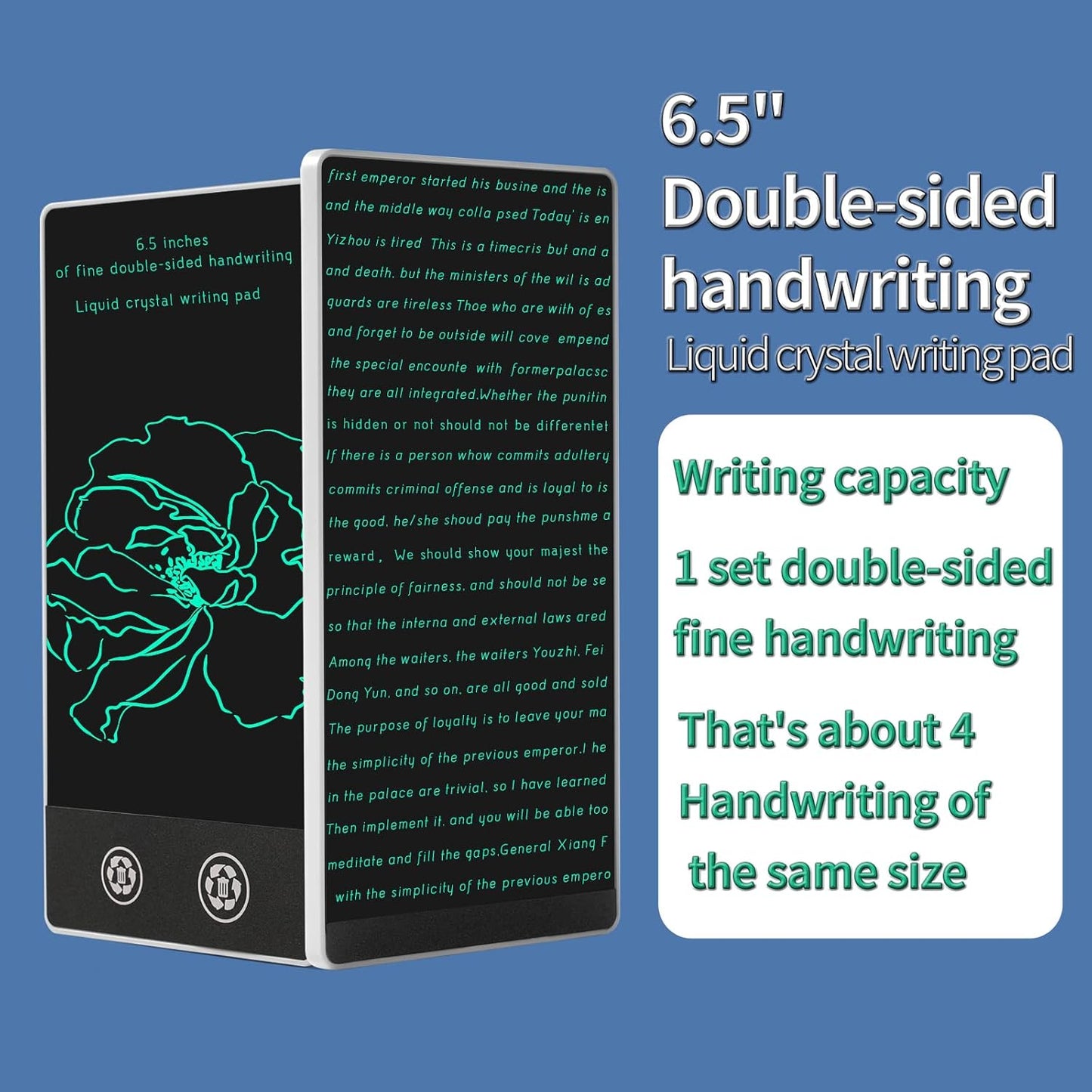 Mini LCD Writing Tablet, 6.5in Double Display Erasable Reusable Electronic Drawing Pads, Electronic scratchpad for Kids and Adults(Black