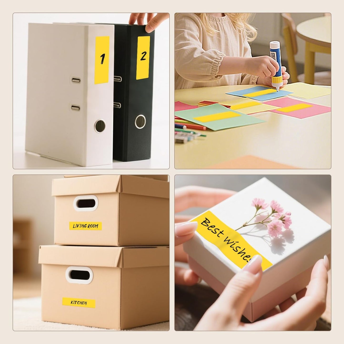 3 × 1 Inches Yellow Rectangle Color Coding Labels 1000 PCS, Self-Adhesive Writable Waterproof Vinyl Blank Sticker Roll for Office Home School Business