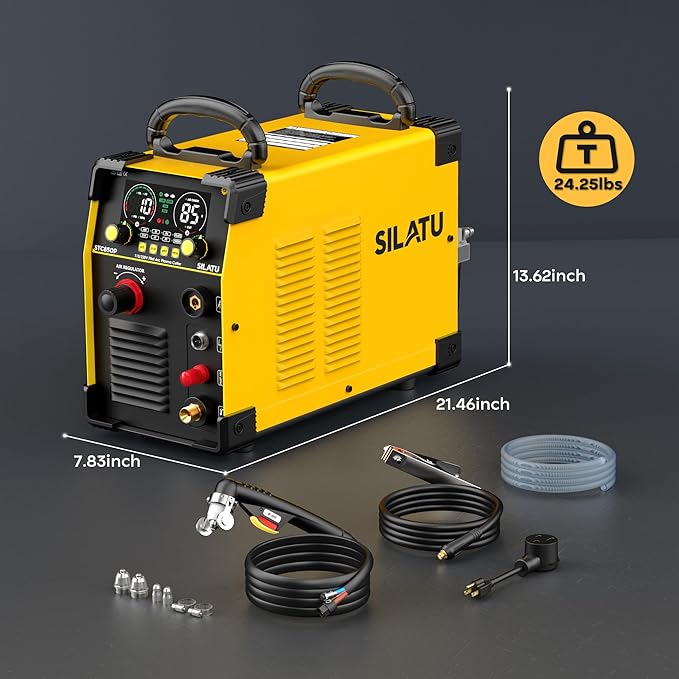 SILATU 85Amps Plasma Cutter, STC850P HF Non-Touch Pilot Arc Plasma Cutter Machine, 110/220V Dual Voltage Air Sensor Technology Digital Display, 1'' Clean Cut 5/4'' Max Cut, PT/2T/4T for Beginners DIY