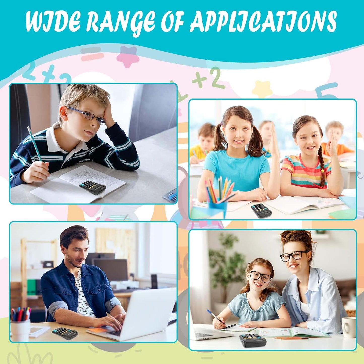 24 Pack Basic Mini Calculators - 8 Digit Display, Solar Battery & AC Power, Handheld for Office, School & Home