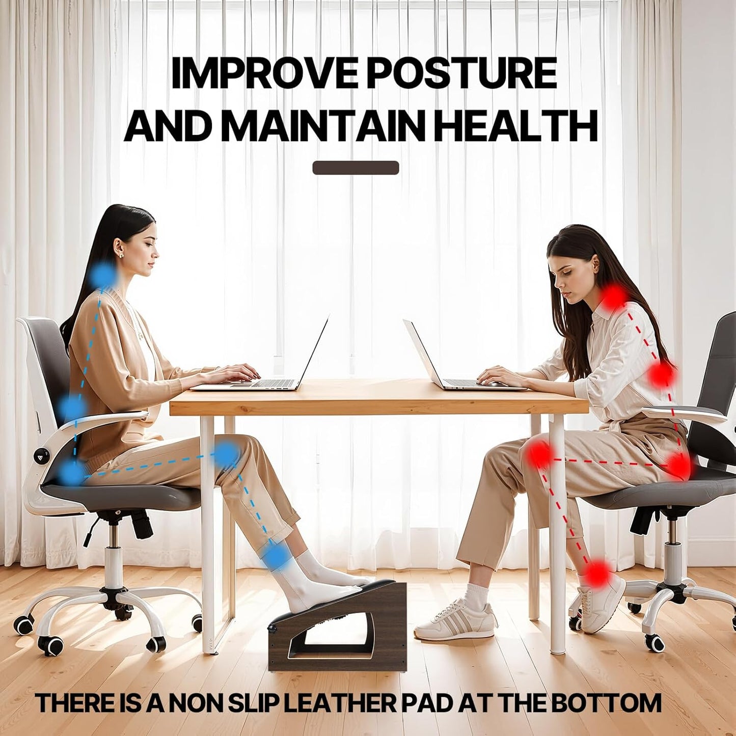 Ergonomic Foot Rest, 4 Adjustable Height Foot Stool,Footrest Under Desk, Flip Over Office Desk Foot Rest, Improving Posture, Promoting Blood Circulation(Espresso)