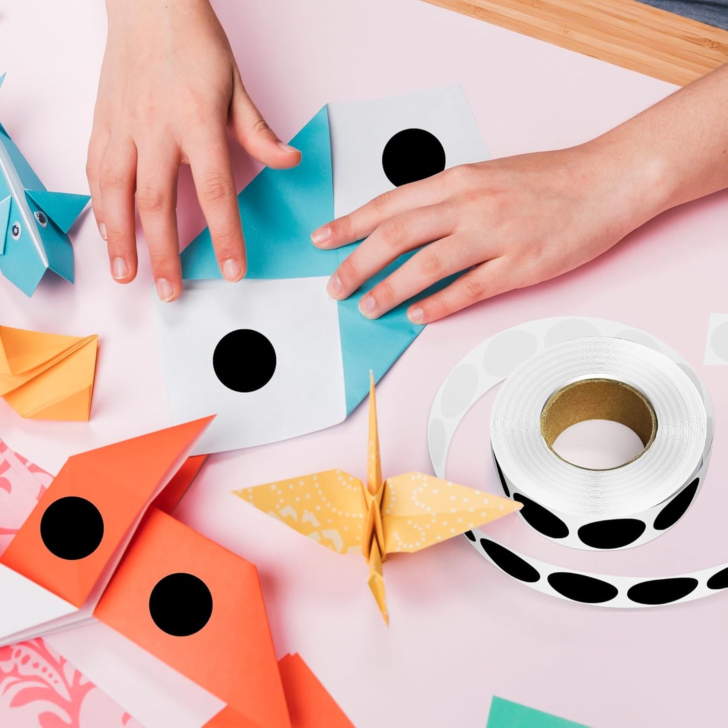 1 Inch Round Color Coding Labels, 1000 PCS Per Roll Black Color Coded Dot Stickers, Round Color Dot Labels for Organizing, Filing, and Storage