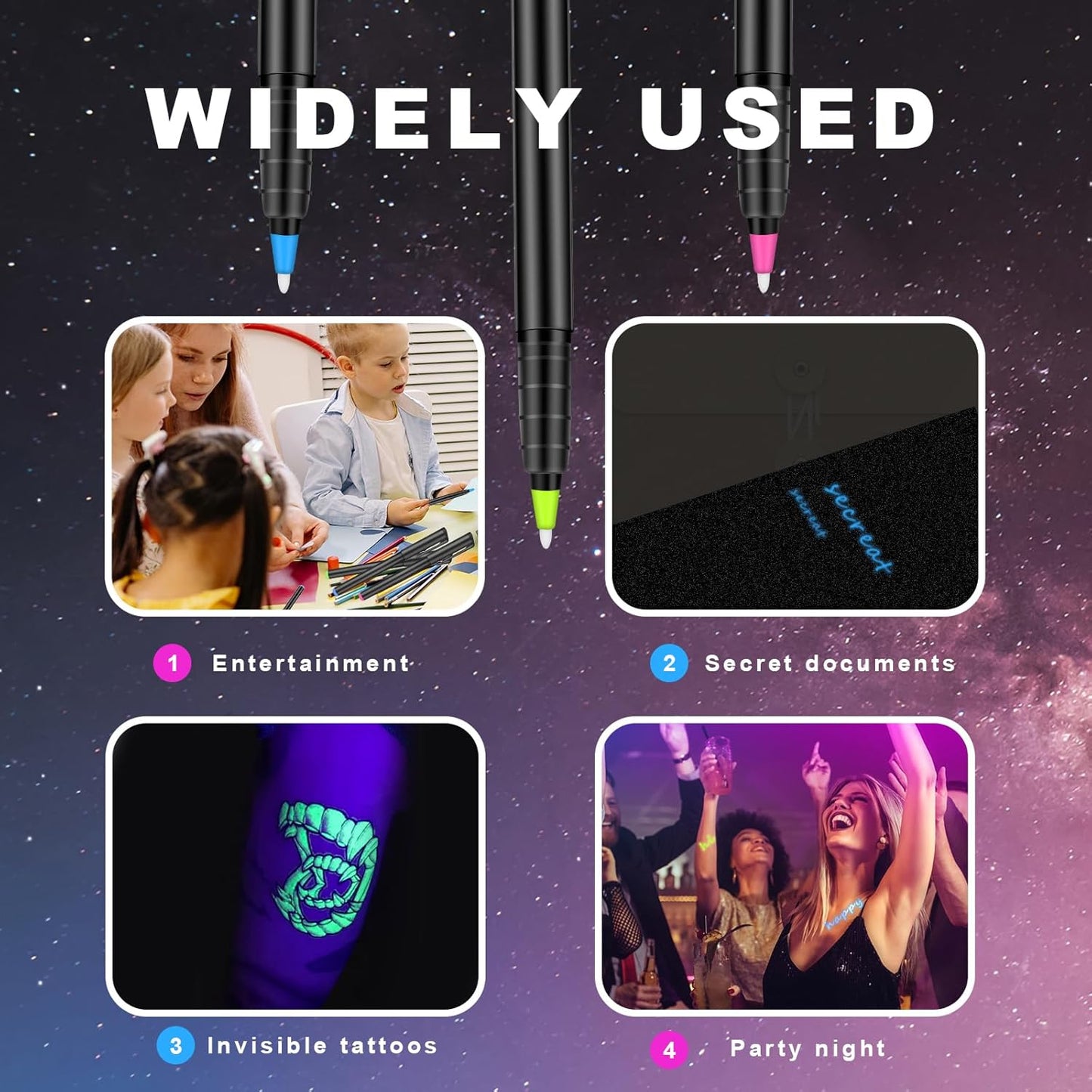 Invisible Ink Pen, Spy Pen with 9 PCS Mini UV LED Keychain Flashlight, Disappearing Ink Magic Pens with Black Light Markers for Secret Notes, Fit for Christmas Halloween Holiday Gifts (9 PCS)