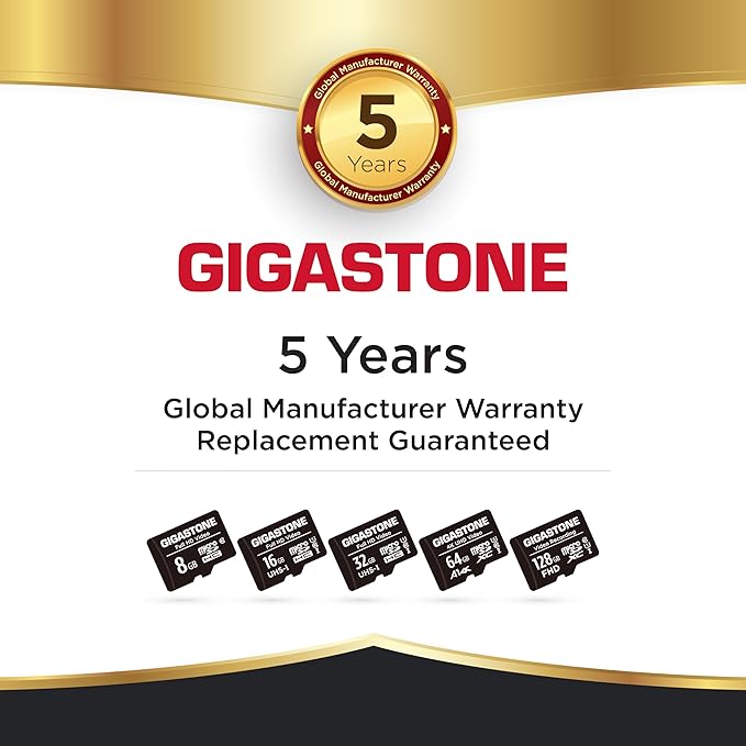 GIGASTONE 8GB Micro SD Card 5-Pack, High Read Speed up to 80MB/s. Ideal for Portable Full HD Video, U1 C10 Micro SDHC UHS-I Card with 2 Mini Cases and 1 SD Adapter.