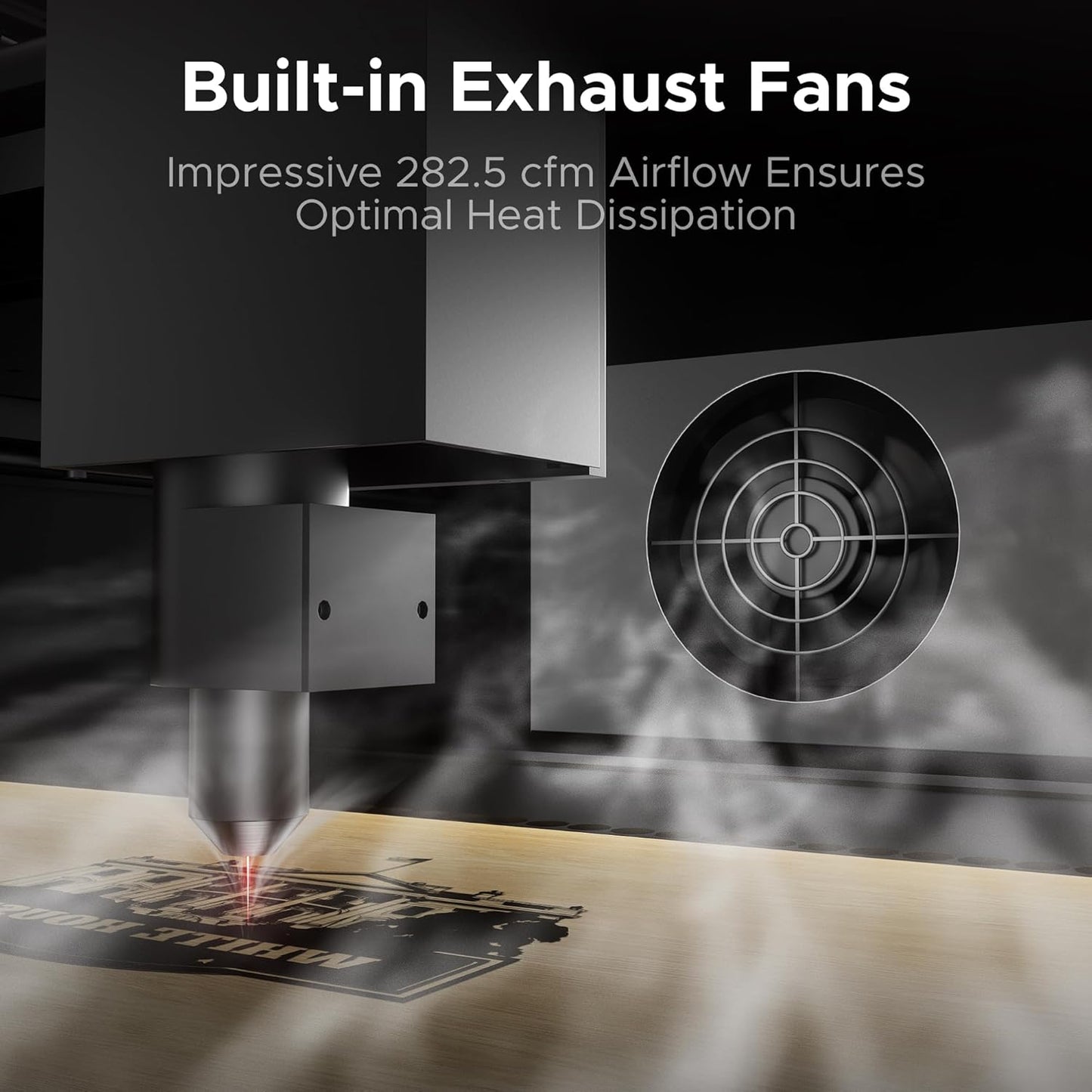 OMTech 55W Polar Lite, Desktop CO2 Laser Engraver and Cutter, 20"x12" Compact Laser Engraving Machine with Built-in Exhaust Fans & 0.5gal Water Tank, Laser Cutting Machine for Wood Acrylic Glass More