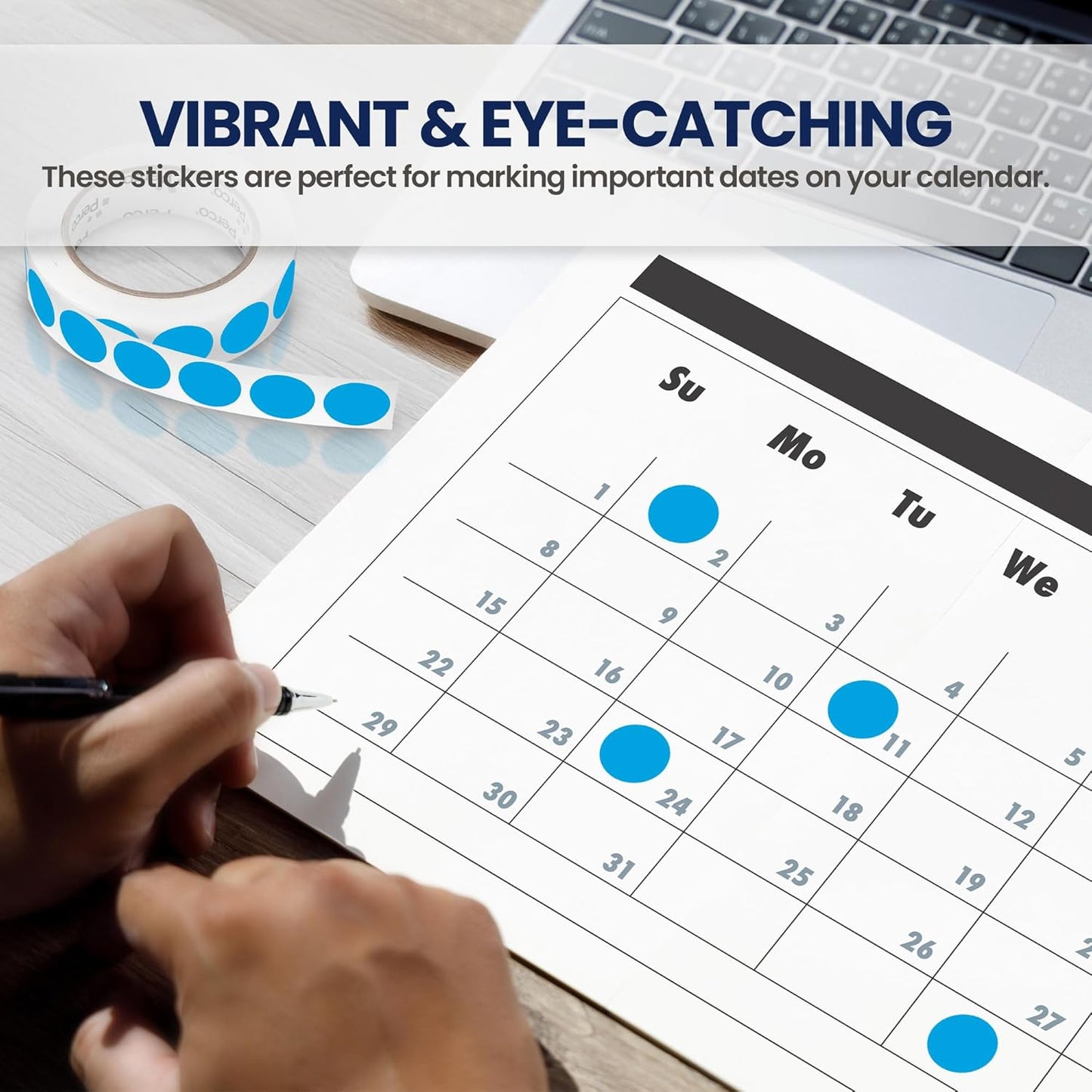 Perco Light Blue 1-Inch Round Circle Dot Sticker Labels with Removable Adhesive – 1,000 Labels/Roll – Versatile, Vibrant Colors, Reliable Hold, No Residue, Perforated for Convenient Use — Made in USA