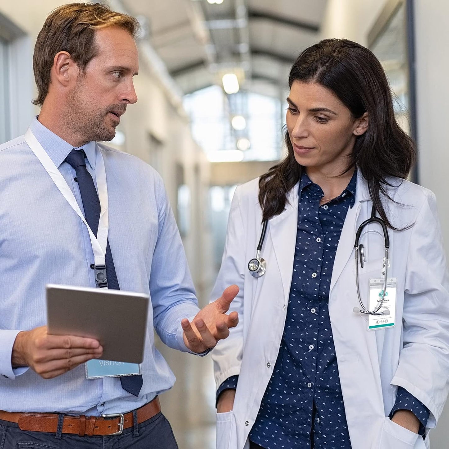 400 Pack Metal Badge Clips with Clear PVC Straps Double Hole ID Badge Clips for Name Tag ID Cards and Badge Holders, Office Supplies