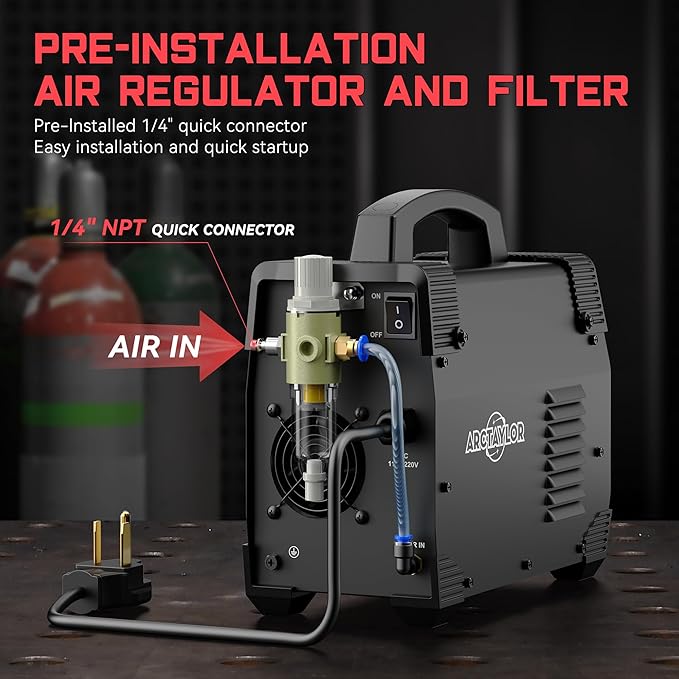 55Amps Plasma Cutter, CUT55P Non-Touch Pilot Arc Plasma Cutter Machine,110/220V Dual Voltage IGBT Inverter, Air Sensor Technology, Large Digital Display Plasma Cutting Equipment