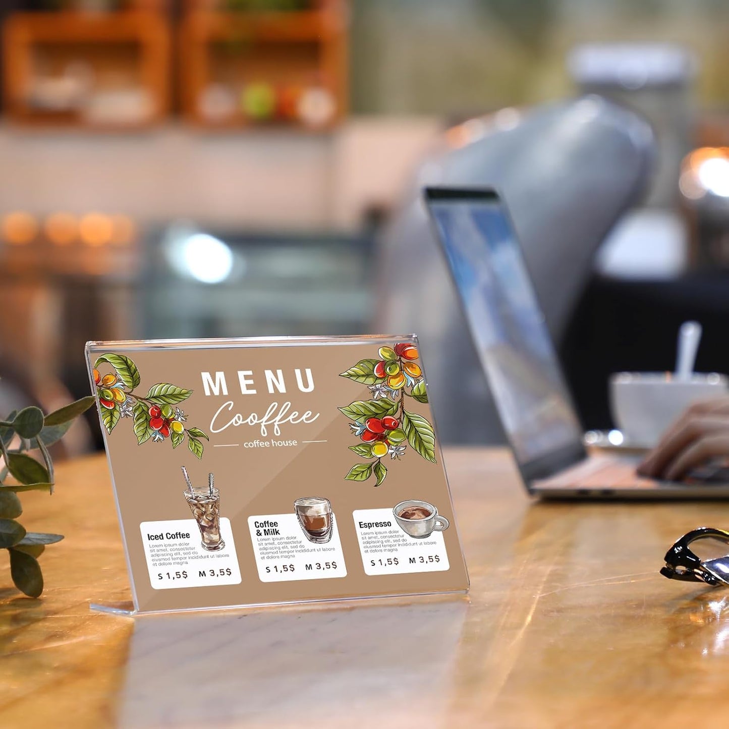 Vicenpal 200 Pcs 7x5 Inch Clear Acrylic Sign Holder Plastic L-shape Vertical Menu Stand, Picture Photo Frames, Table Paper Holder, Flyer Sign Display Stand for Restaurants, Store, Office, Wedding