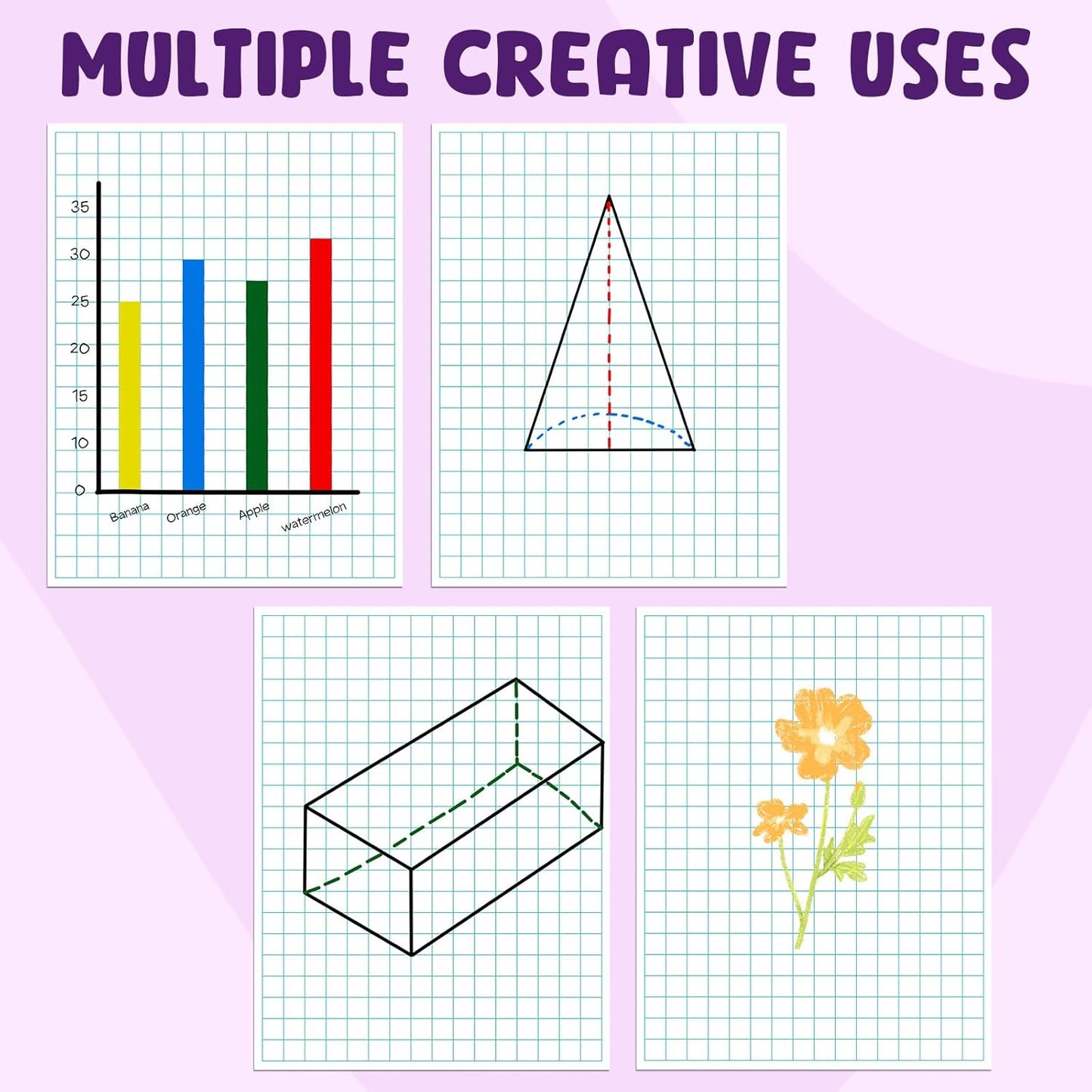 KIKIGOAL 21.5"x17" Magnetic Draw and Write Paper,Dry Erase Handwriting Lined Paper for Classroom Whiteboard, Writing Chart Page Teacher Must Have Homeschool Teaching Supplies (Graph)