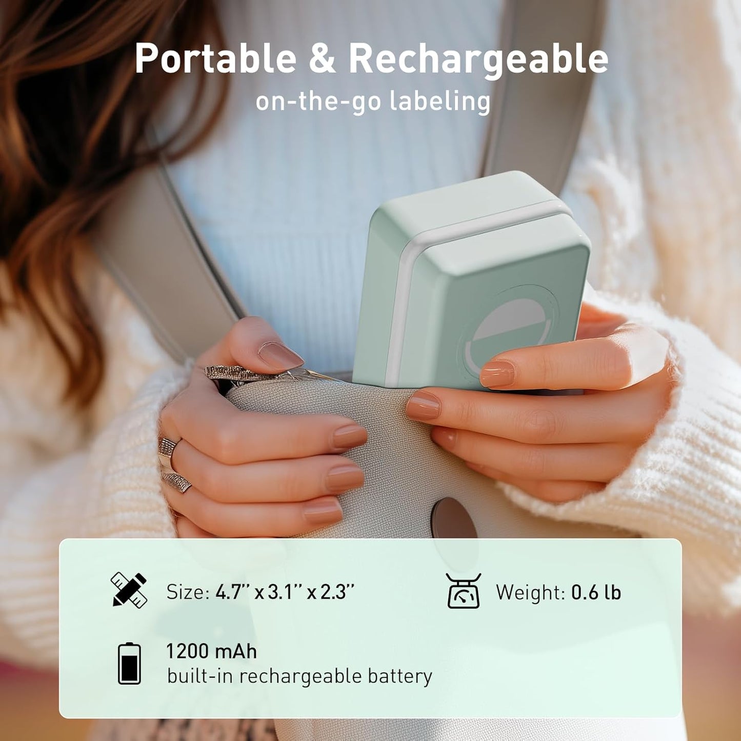 SUPVAN T50M Plus Bluetooth Label Maker Machine with 3 Tapes, High Printing Clarity, Versatile App with 40+ Fonts and 450+ Icons, Inkless Labeler for Business, Home, Office Organization, Green