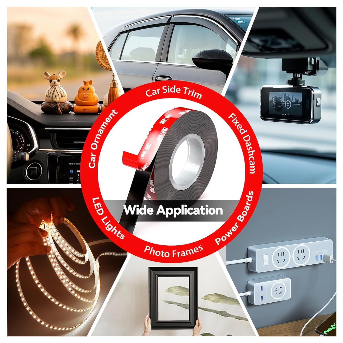 2 Rolls Double Sided Tape High Temperature Resistant Heavy Duty, Made of 3M, 19.7 Ft X 0.6 ", Strong Adhesion and Multi-Purpose Automotive Parts Mounting Tape