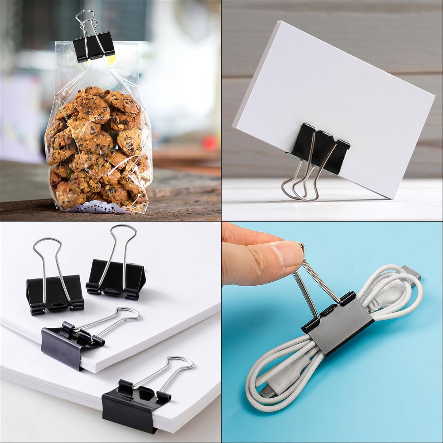 Ufmarine Small Binder Clips 1 Inch Length, (72 Pcs) Small Paper Clips for Office