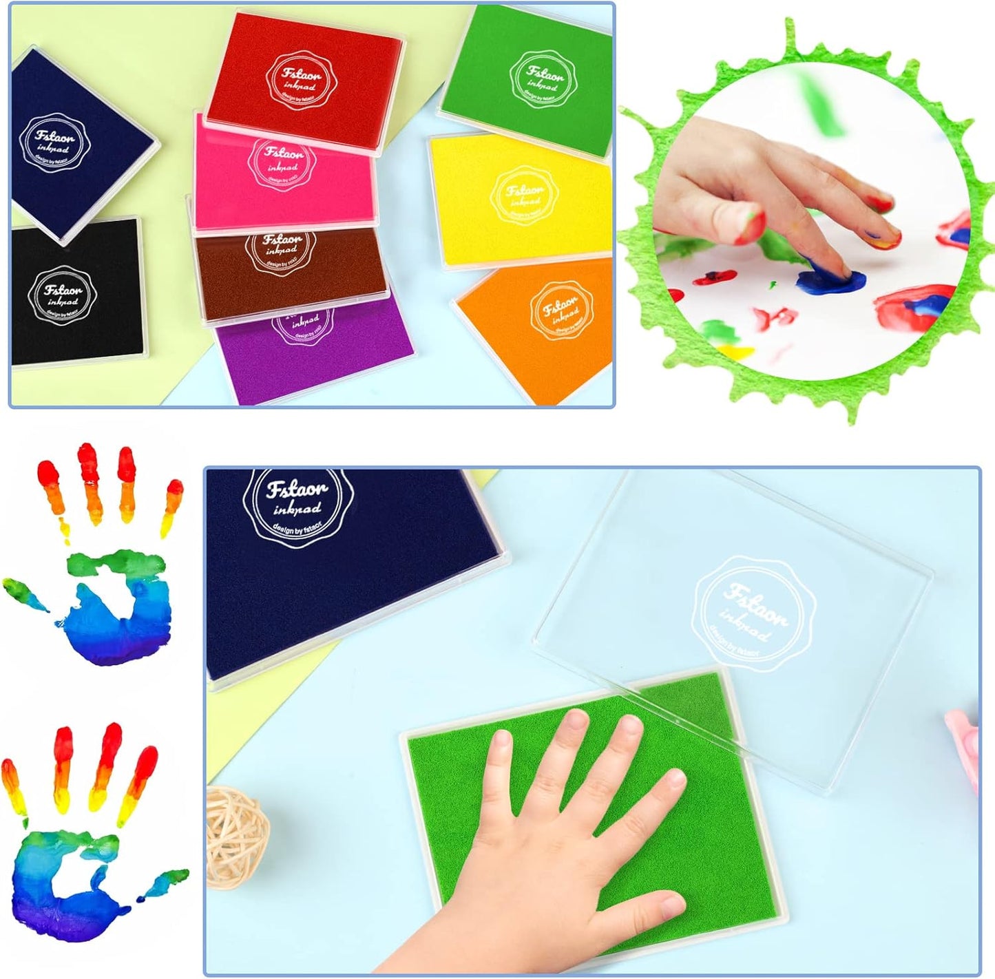 Fstaor Permanent Large Red Ink Pad for Rubber Stamps, 5x4 inch Stamp Pads for Kids Paper Wood Fabric (Red)