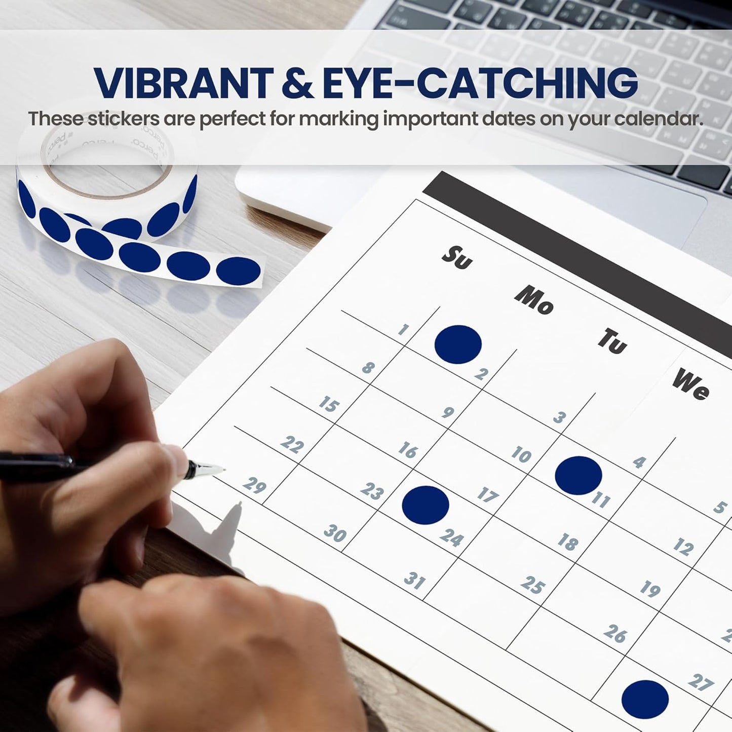 Perco Dark Blue 1-Inch Round Circle Dot Sticker Labels with Removable Adhesive – 1,000 Labels/Roll – Versatile, Vibrant Colors, Reliable Hold, No Residue, Perforated for Convenient Use – Made in USA