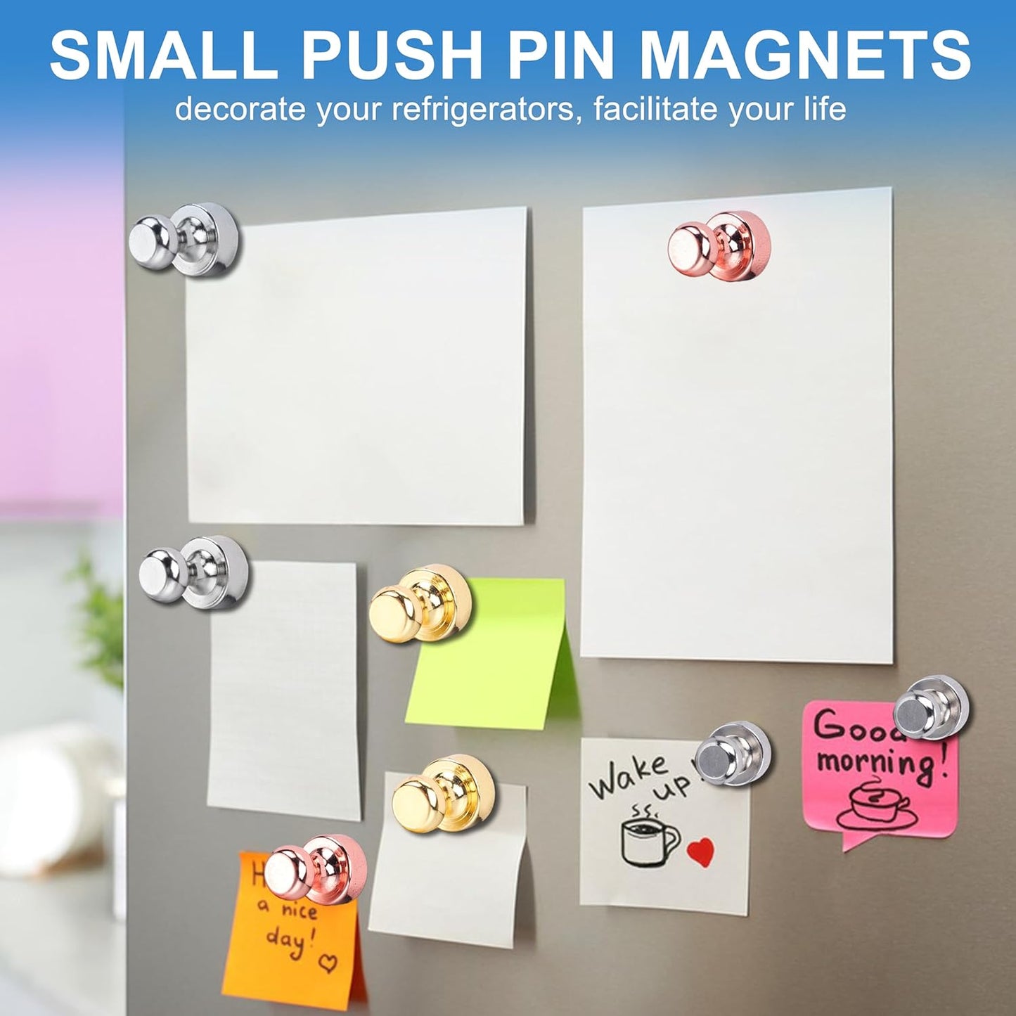 LOVIMAG Small Magnets for Cruise Ship Essentials, Cruise Magnets for Door Decoration, 4 Assorted Color Push Pins Neodymium Magnets for Cruise Cabins, Kitchen, Locker or Office Accessories-16 Pcs