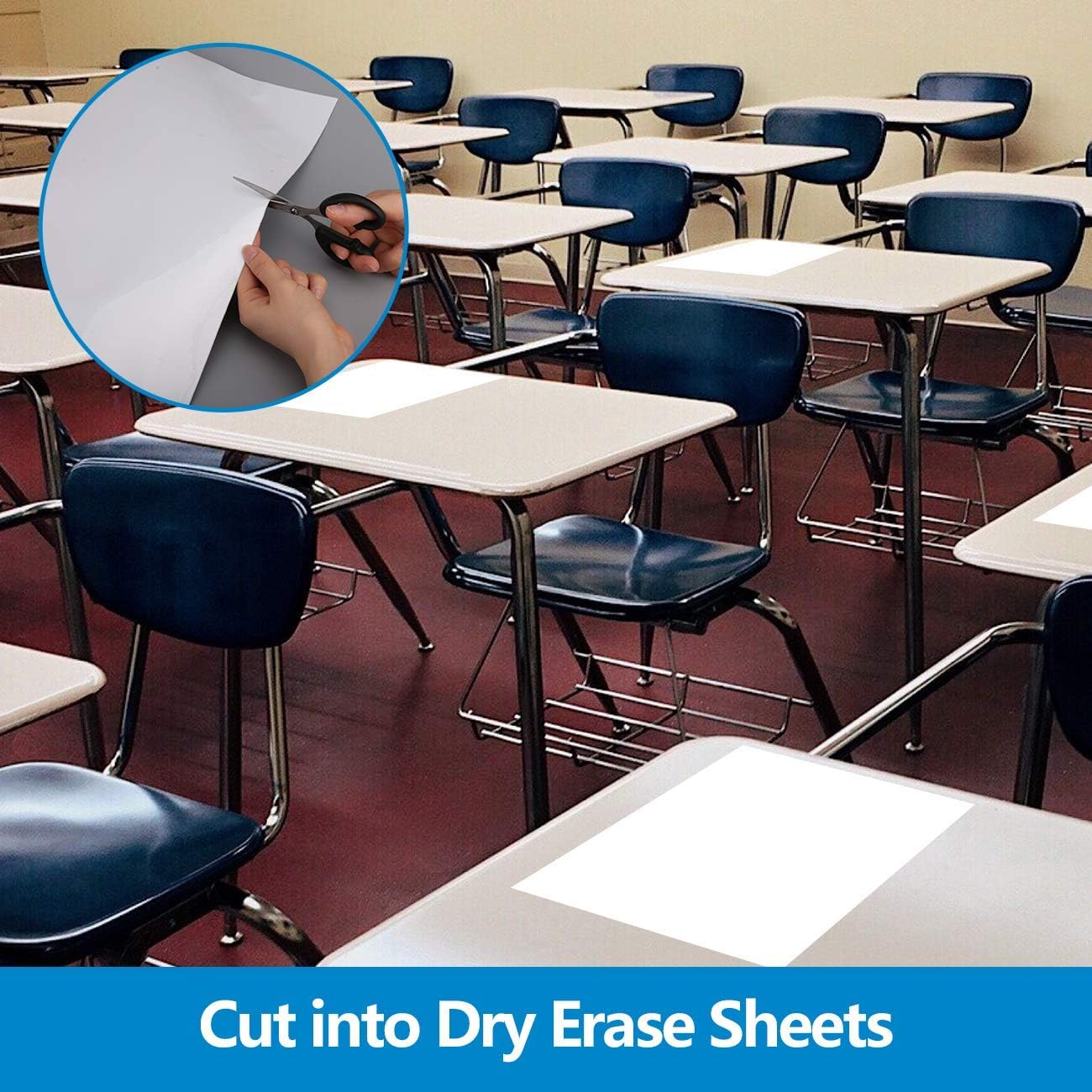 White Board Paper, 8x4 ft Dry Erase White Board Sticker, Peel and Stick Whiteboard, Dry Erase Paper Roll with Adhesive Backing, Extra Large, Super Sticky, No Ghost, 3 Markers