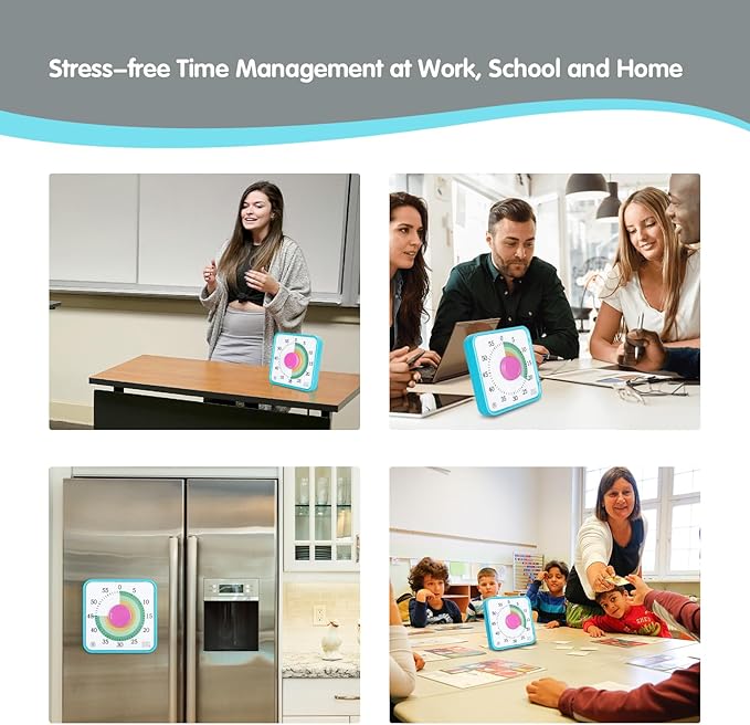 TWENTY5 SEVEN Countdown Timer 7.5 inch; 60 Minute 1 Hour Visual Timer β Classroom Teaching Tool Office Meeting, Mechanical Countdown Clock for Kids Exam Time Management Magnetic, Colorful