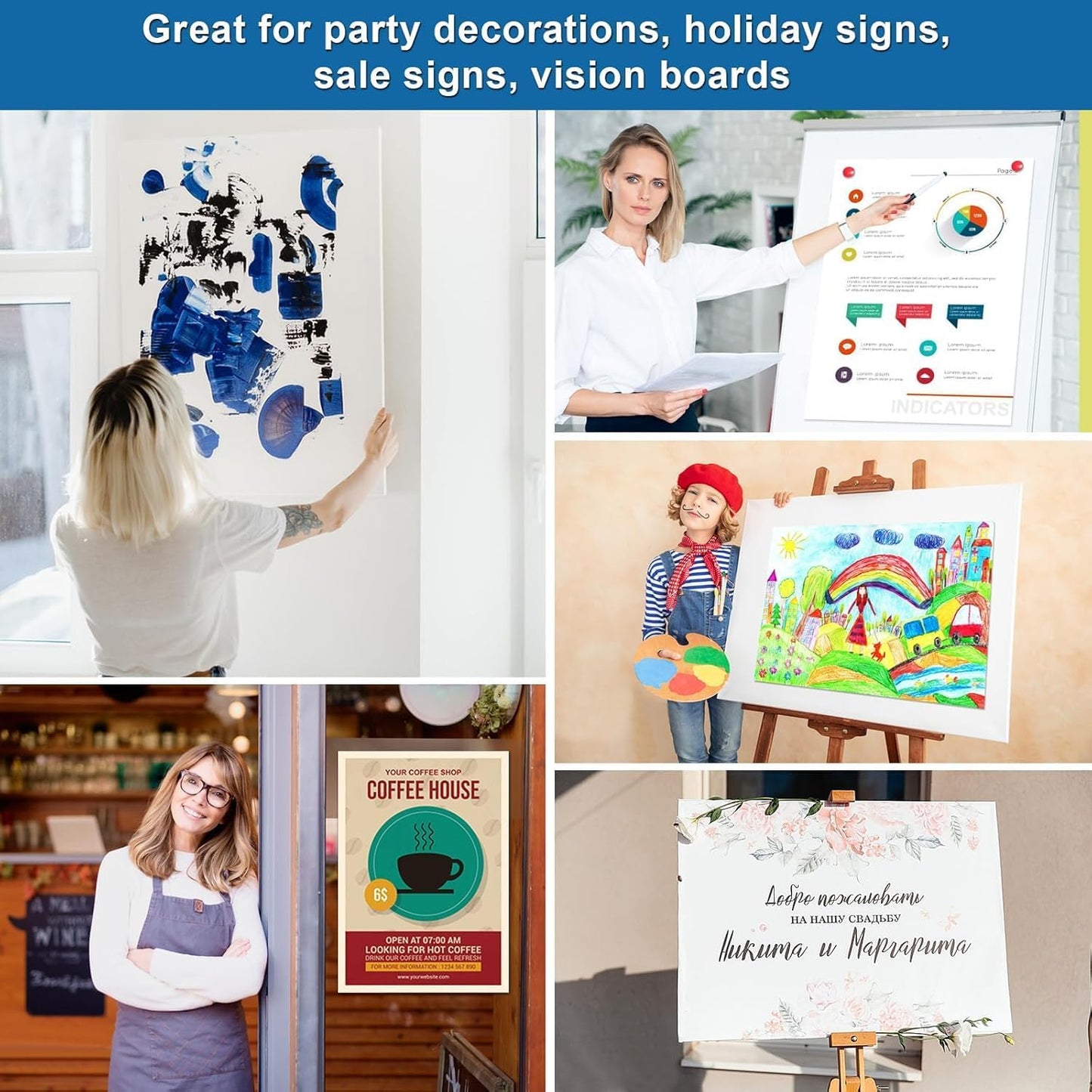 25 Pcs Poster Board 22" x 28" White Poster Paper Bulk, ROOKEA 250 GSM Vision Board for School Arts Craft Projects Presentations Drawing Scrapbooking Blank Graphic Display Office Supplies