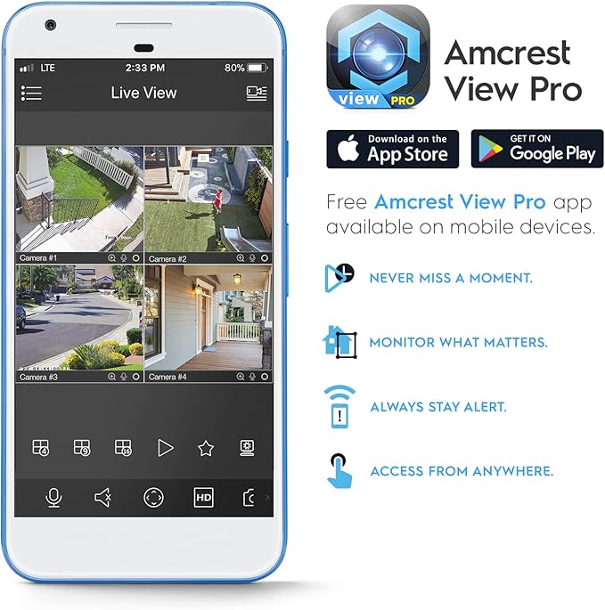 Amcrest 5MP IP PoE AI Camera w/ 49ft Color Night Vision, Security Outdoor Bullet Camera, Built-in Microphone, Human & Vehicle Detection, Active Deterrent, 129° FOV, 5MP@20fps IP5M-B1276EW-AI (White)