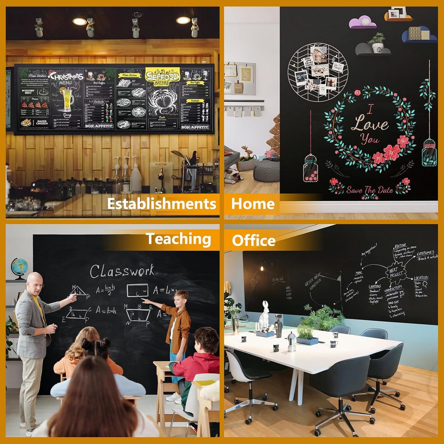 Magnetic Chalkboard Contact Paper with Adhesive, 78" x 39" Magnetic Blackboard Film for Walls, Peel and Stick – Ideal for Office, Classroom, Home. Includes Dustless Chalk, Wiping Cloth, and Magnet