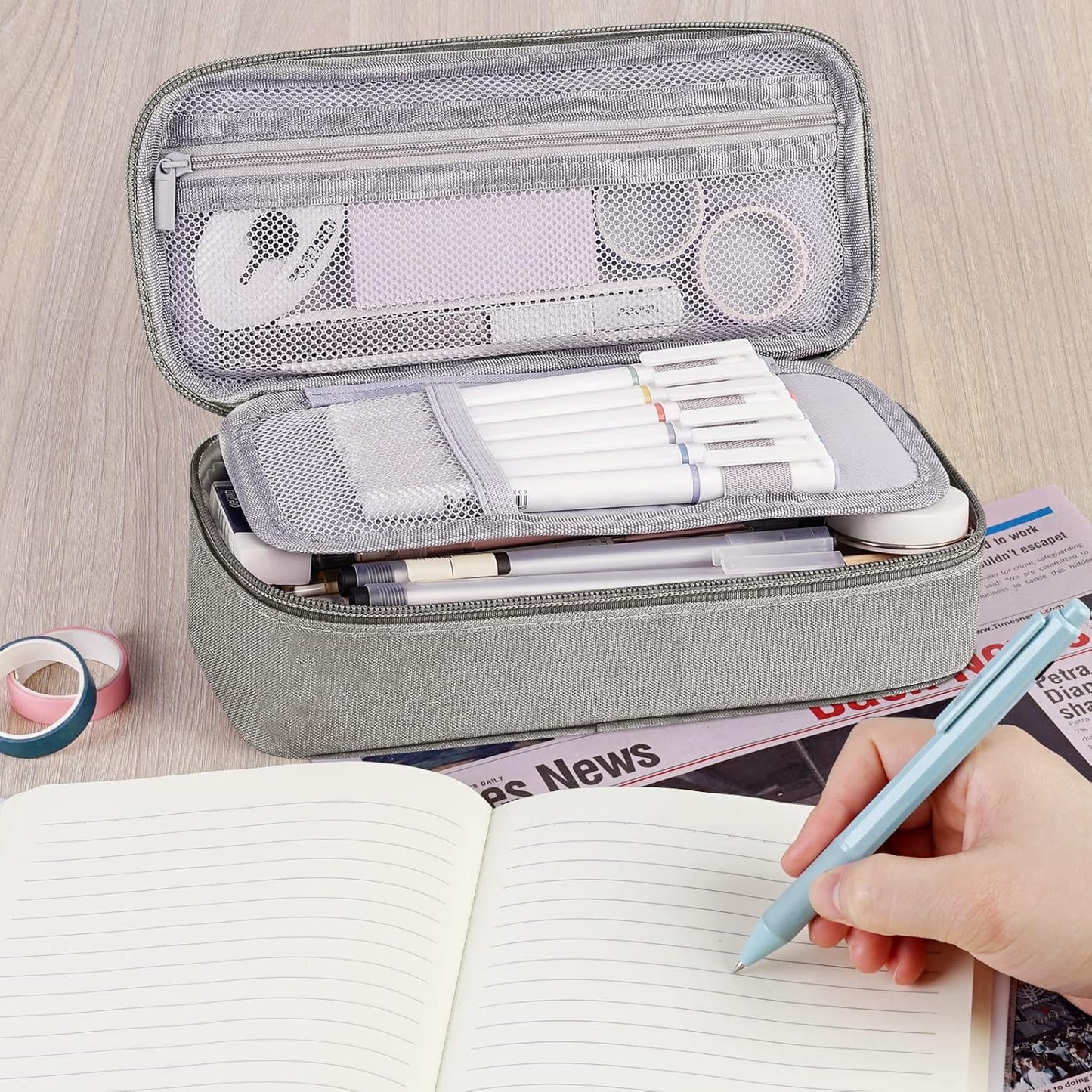 WEMATE Pencil Case, Large Storage Organizer for Stationery, Back - to - School Essential, Teacher Must - have, Big Pencil Pouch, Marker Case School Supplies for College & High School