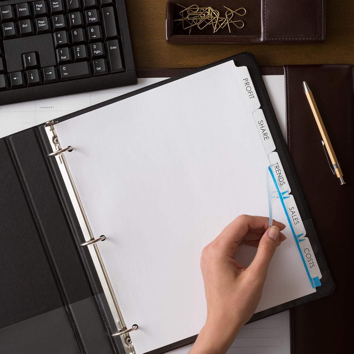 Avery 5 Tab Dividers for 3 Ring Binder, Easy Print & Apply Clear Label Strip, Index Maker Customizable White Tabs, 4-Pack of 50 Sets, 200 Sets Total (11556)