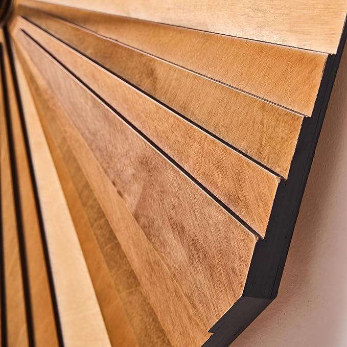 Parametric Verso Wood Wall Clock, 3D Birch Plywood Layered Acoustic Wooden Decorative Clock (Large)