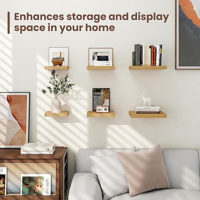 Fun Memories Floating Shelves for Wall - 9.3 Inch Square Shelves with Invisible Brackets, Small Wall Shelf for Living Room, Bathroom, Bedroom, and Kitchen Decor,Set of 3