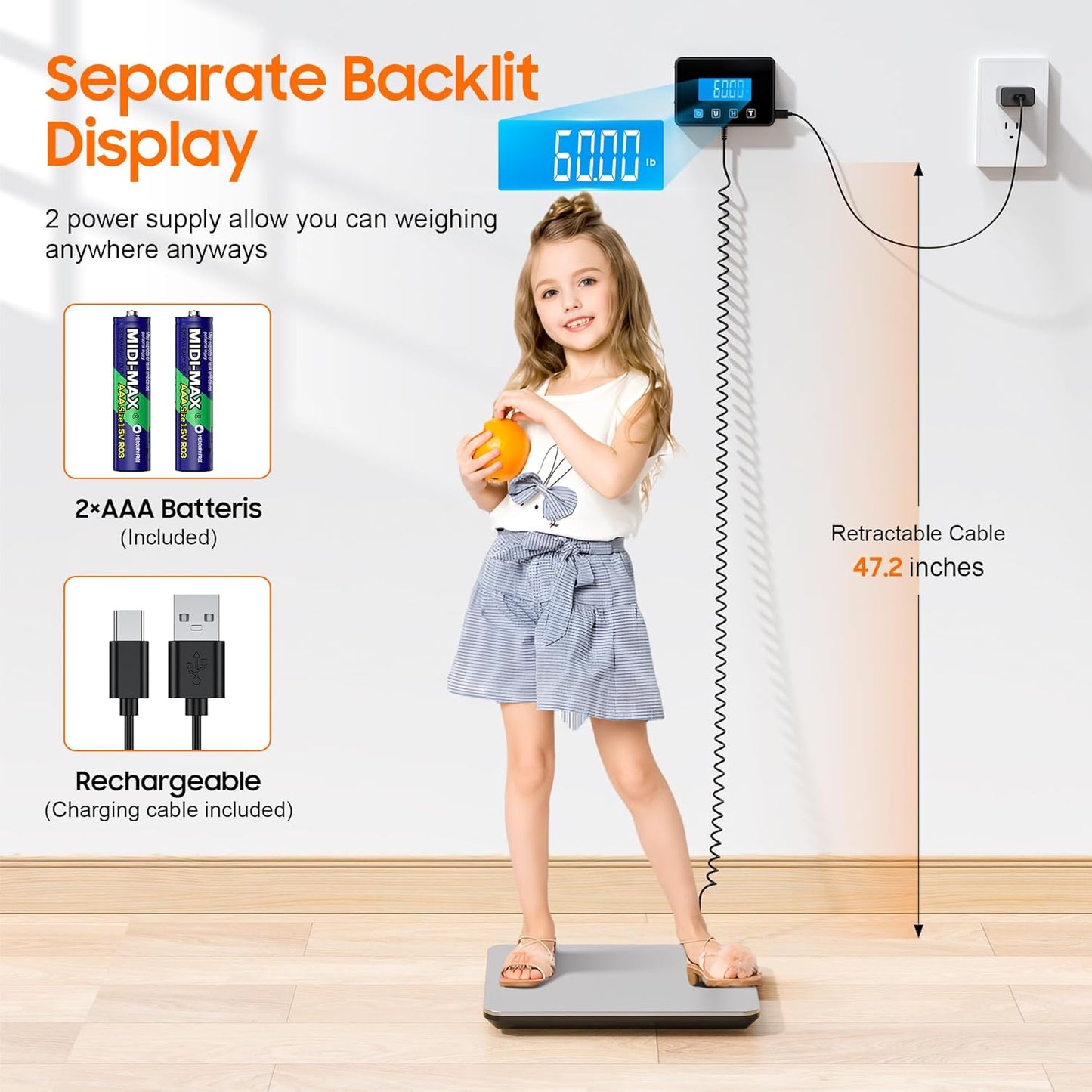 Shipping Scale, 440 LB Heavy Duty Postal Scale for Packages, Large Mailing Scale for Postage, Industrial, Small Business, Laundry, Warehouse, Stainless Steel Over Load Protection & Dual Powe