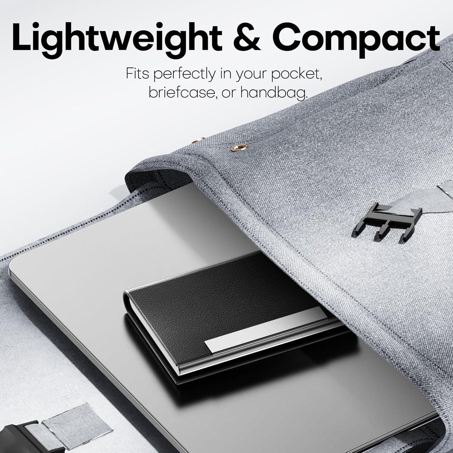 Padike Business Card Holder/ Case Professional PU Leather & Stainless Steel Multi Wallet Credit Card ID Case/Holder for Men & Women. (Black)