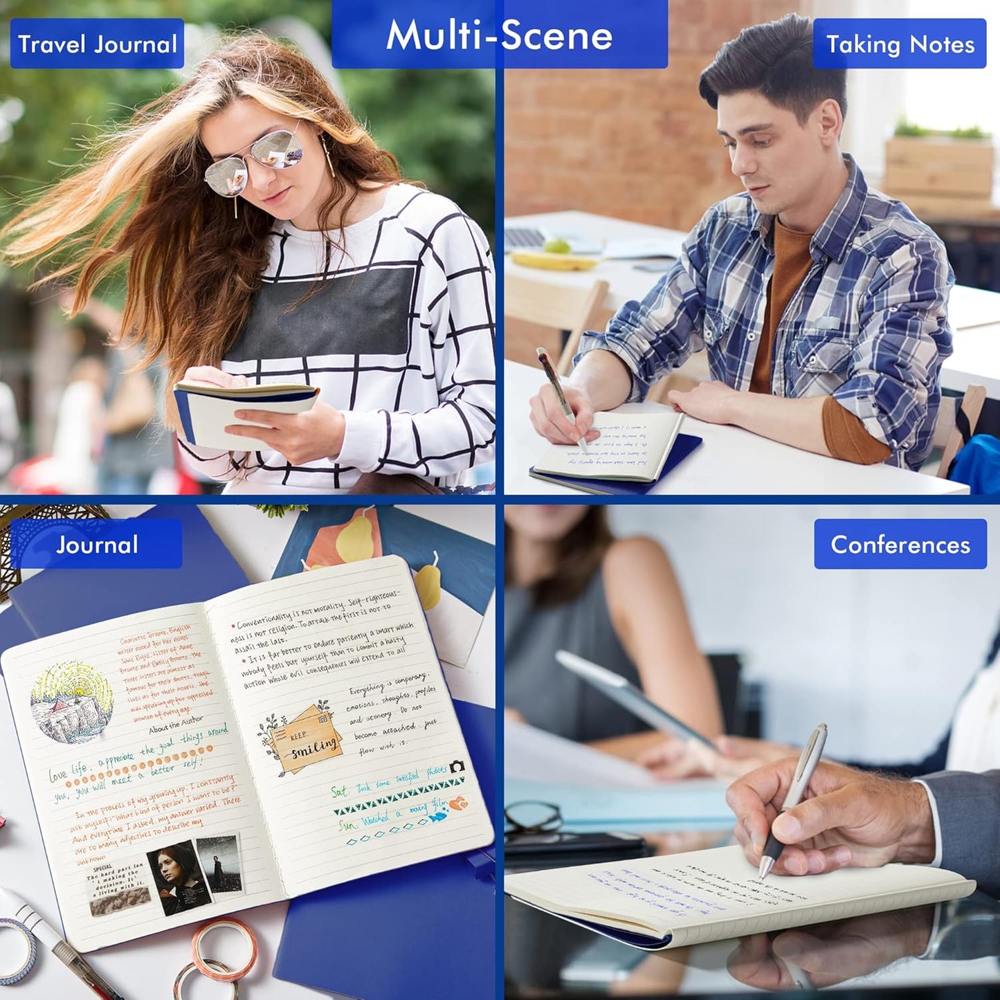 feela 16 Pack Soft Cover Journal Bulk, Lined Notebooks College Ruled for Work for Women Girl Writing, Blank Travel Journal Note Taking Notebook School Business Supplies, 8.2” x 5.5”, A5, Navy