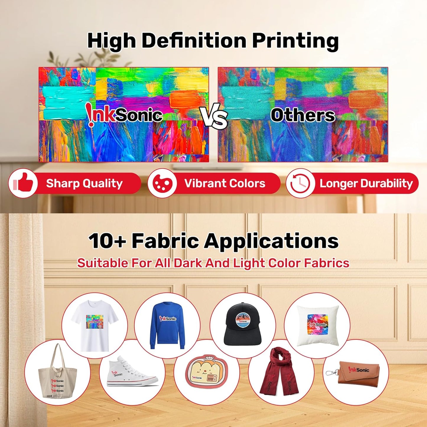 InkSonic R1390 DTF Printer Machine, A3 T shirt printing Machine With Laptop, 13" Format DTF Printer Bundles, Direct to Film Heat Transfer, T-Shirt Maker for Clothes Design, White Ink Circulation