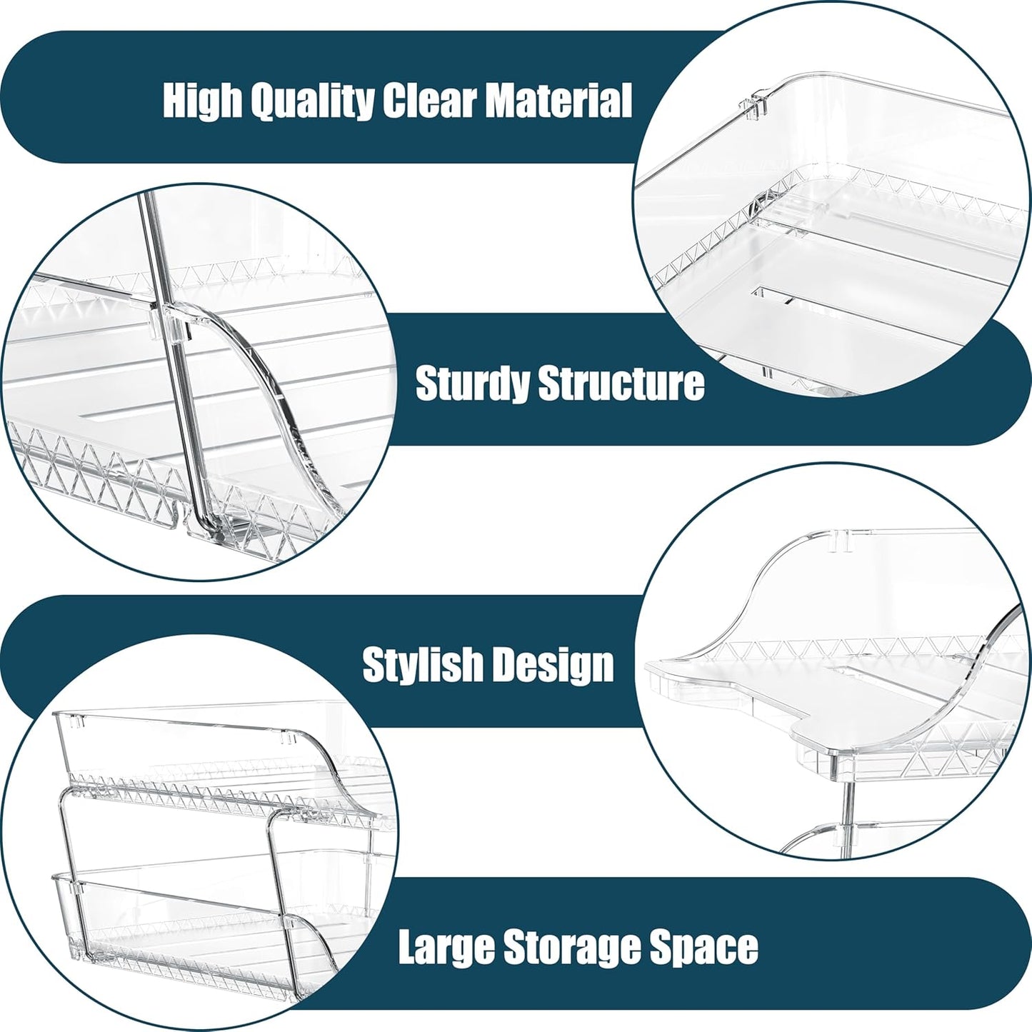 Simple Houseware 2-Tier Clear Stackable Letter Tray Organizer – Desktop File Holder for A4/Letter Size Paper, Document Sorter, Office Desk Paper Organizer, Transparent File Storage