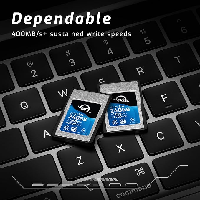 OWC 240GB Atlas Pro High Performance Cfexpress 4.0 Type A Memory Card Professional Grade, up to 1850MB/s Read and 1700MB/s Write Speed