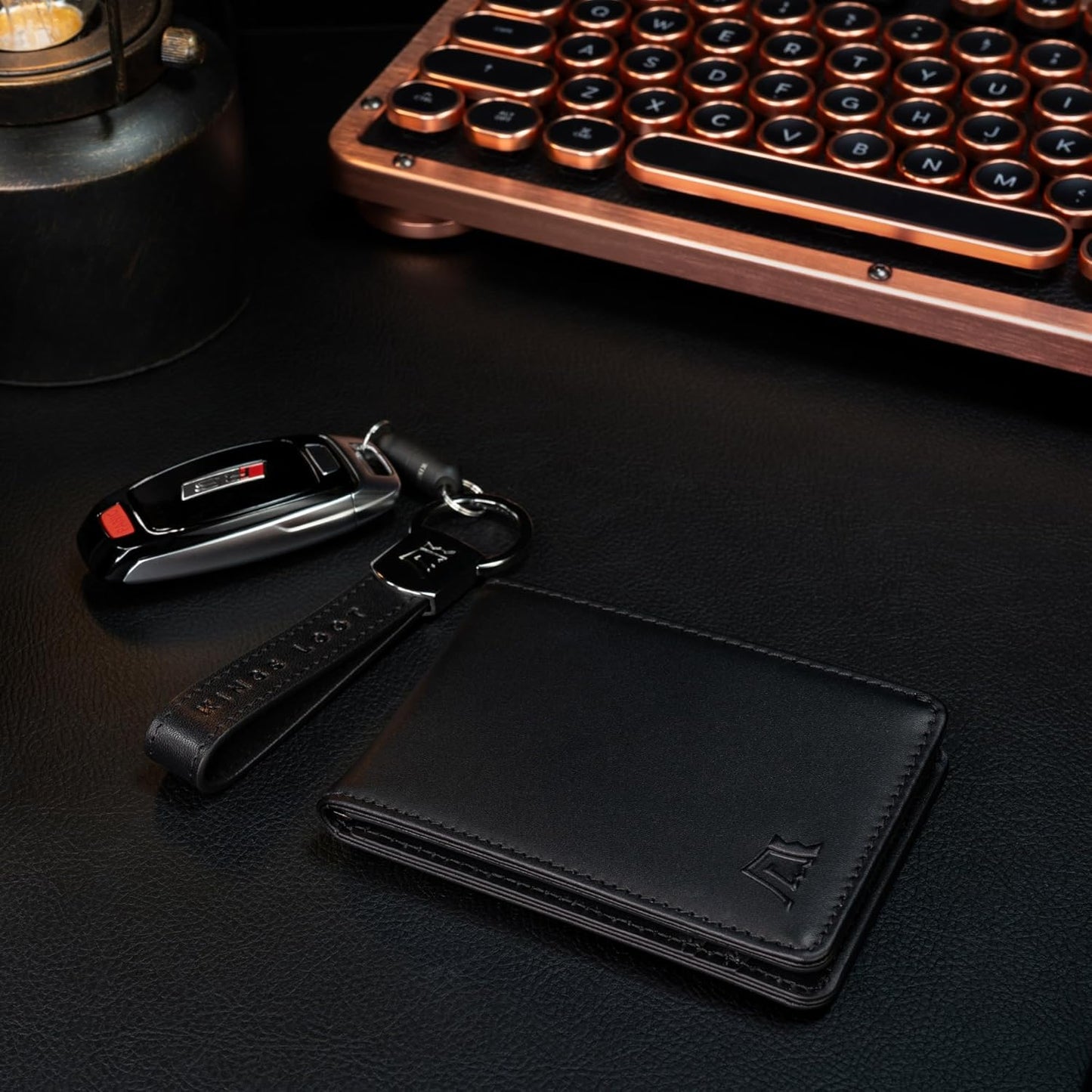 Kings Loot Wallet for Men | Minimalist Slim RFID Blocking Leather Design with Cash Pocket & Card Pull Strap | Holds 1-15 Cards | Stylish & Durable Wallets (Onyx Black)