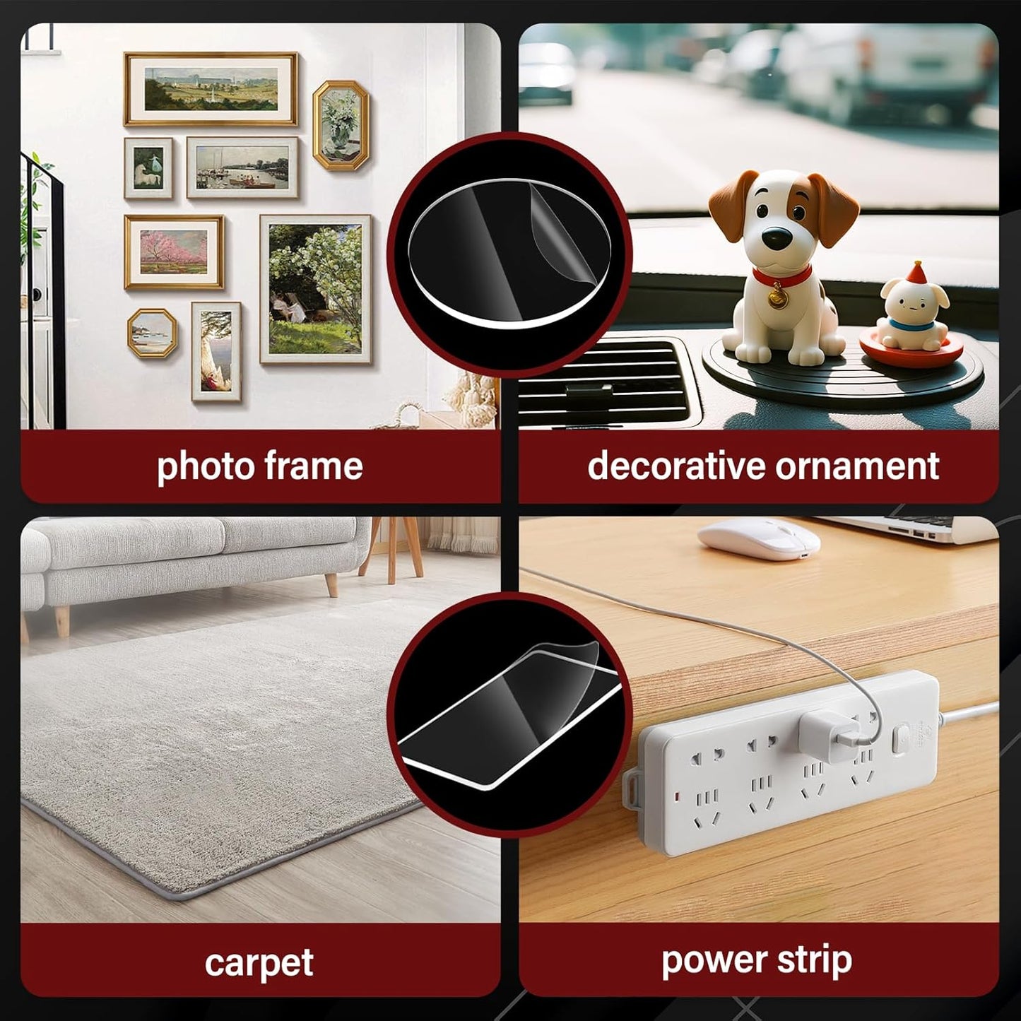 Navona 70 Pcs Pre-Cut Heavy Duty Double-Sided Nano Tape โ 1 & 2 Inch Rectangular and Round Adhesive Strips, Transparent, Removable, Reusable Mounting Tape for Home and Office Use