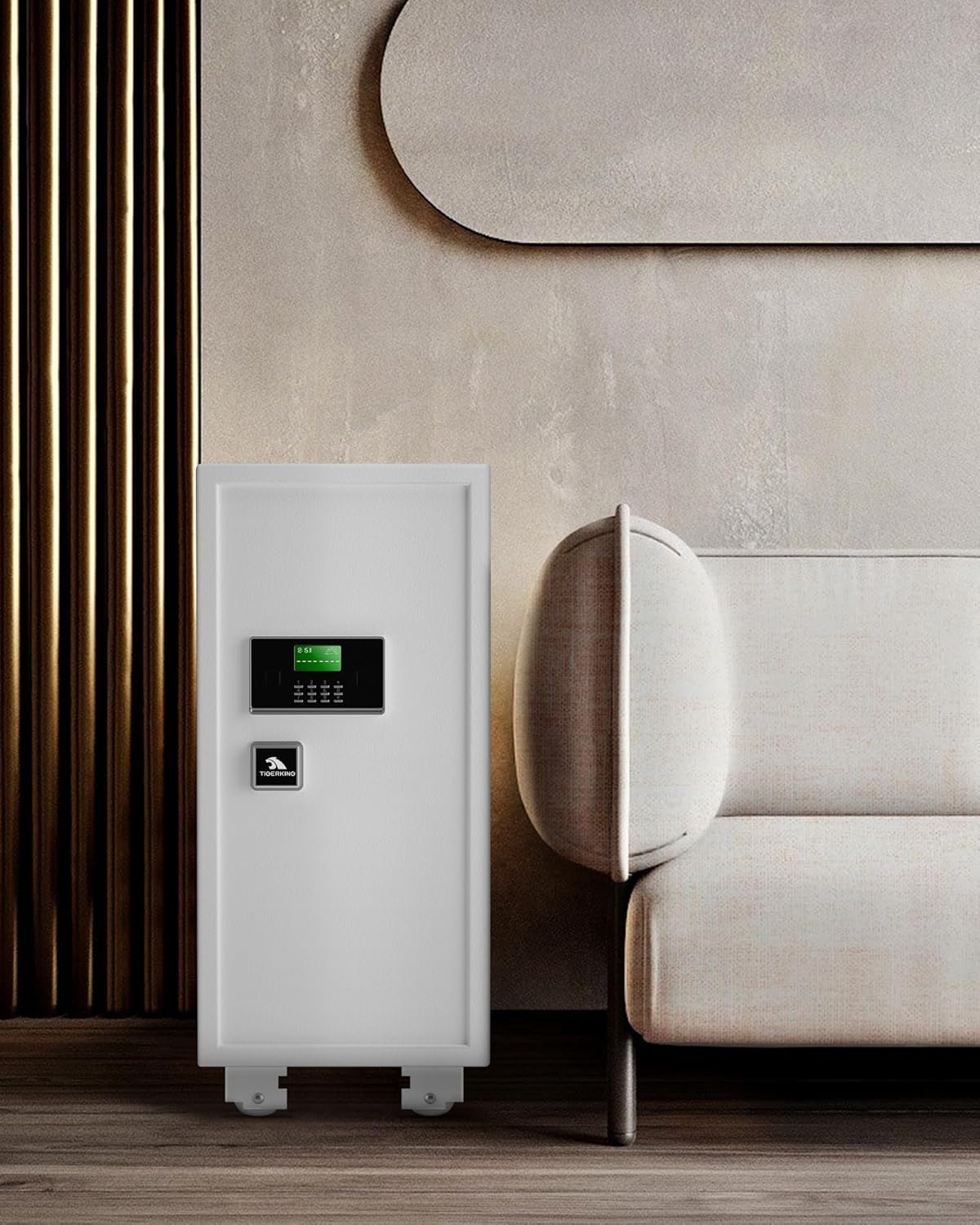 γππ πππππγTIGERKING 5.9 Cubic Feet Extra Large Heavy Duty Safe Box, Big Home Safe with Double Safety Key Lock and Separate Lock Box, Digital safe with 2 Removable Shelf for Home Hotel Office