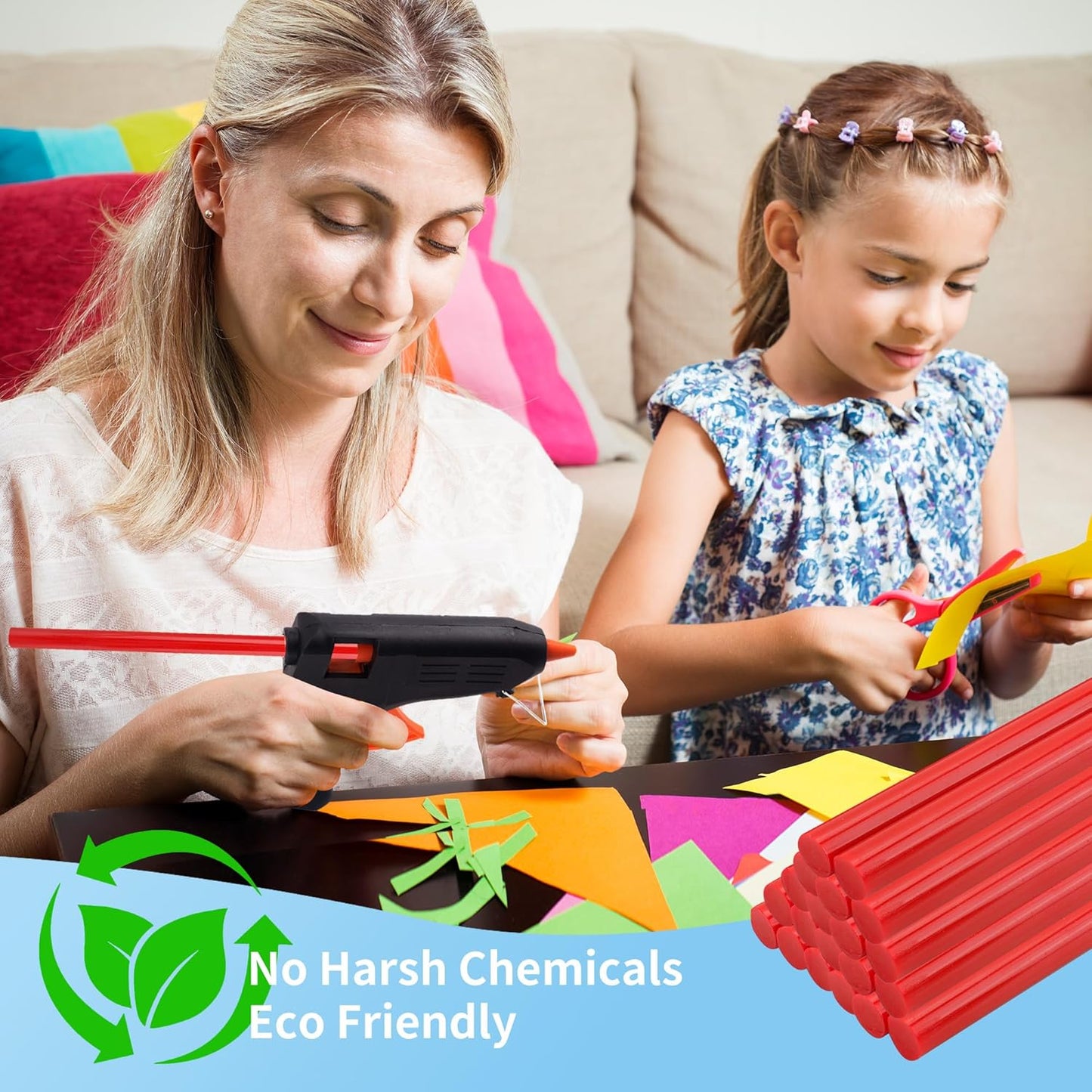 MATUFF Red hot Glue Sticks Full Size 0.43” Dia x 8” Long, 52 pcs Hot melt Adhesive Glue Sticks, All-Purpose Colored Glue Gun Sticks for Christmas Decoration Crafts Arts School Home Repair Bonding