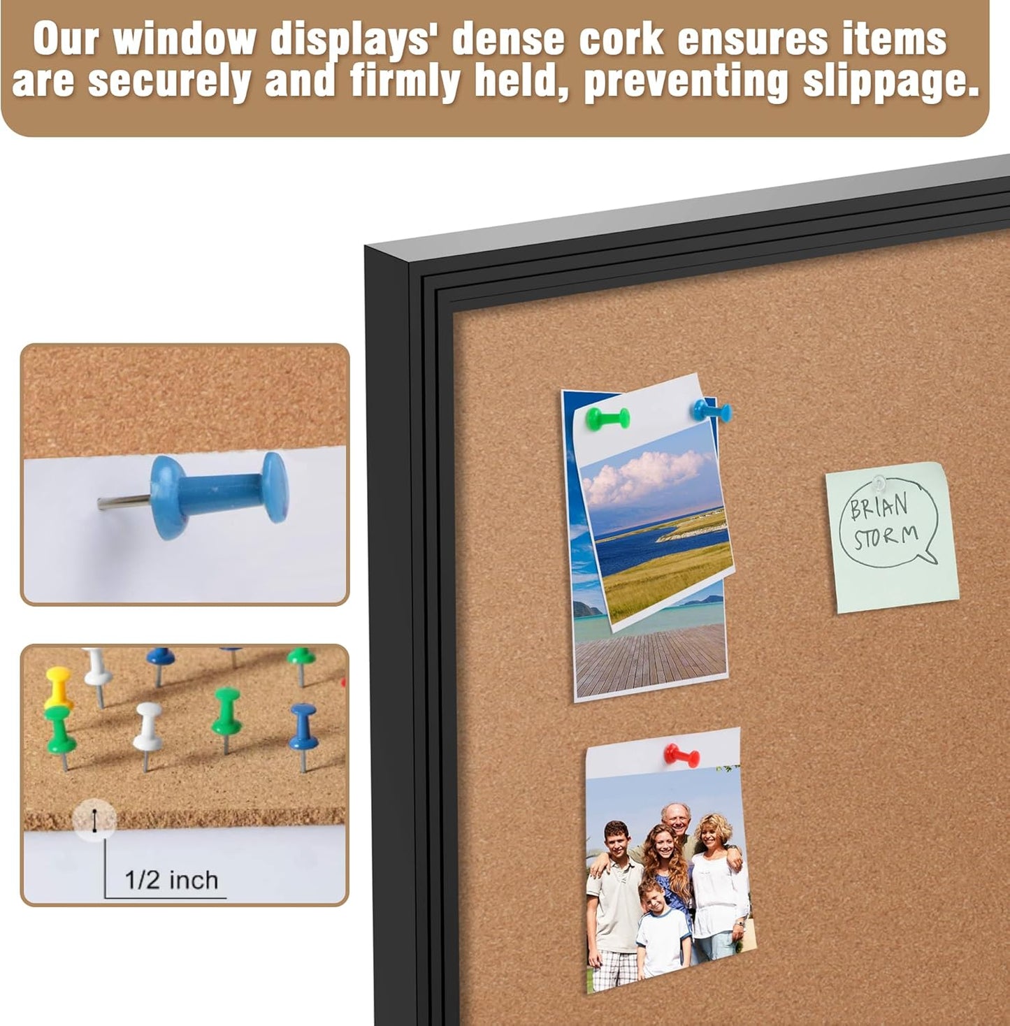 70"x34" Enclosed Bulletin Board, Outdoor Lockable Weather-Resistant Aluminum Cork Noticeboard for School & Office, Black Frame w/Cork