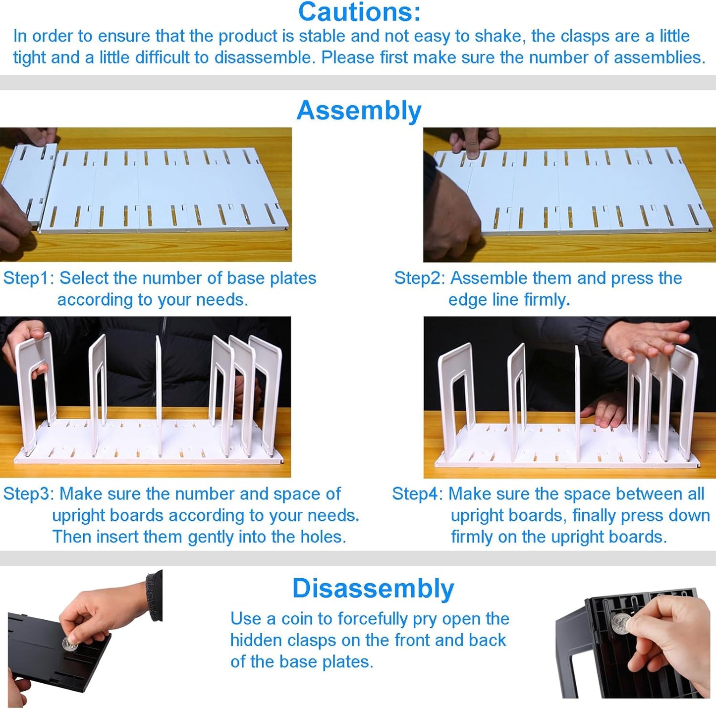 Adjustable Vertical File Sorter Sturdy Plastic Expandable Upright File Holder, Desktop Binder Organizer, Home School Office Organization Bookshelf Divider, Assemble Easily Endlessly, White