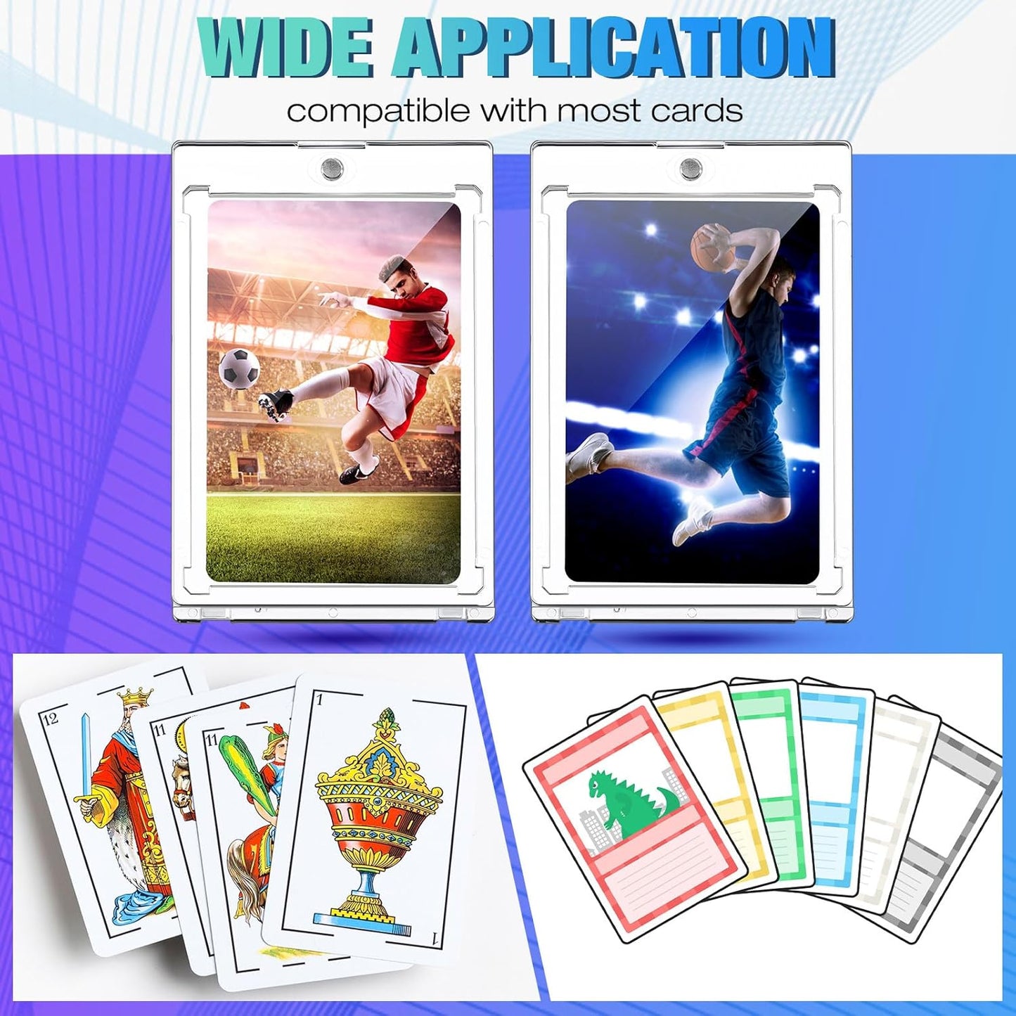 SATINIOR 60 Pcs 100 Pt Magnetic Card Holder, Holder Case Clear Protectors for Thick Baseball Football Hockey Cards