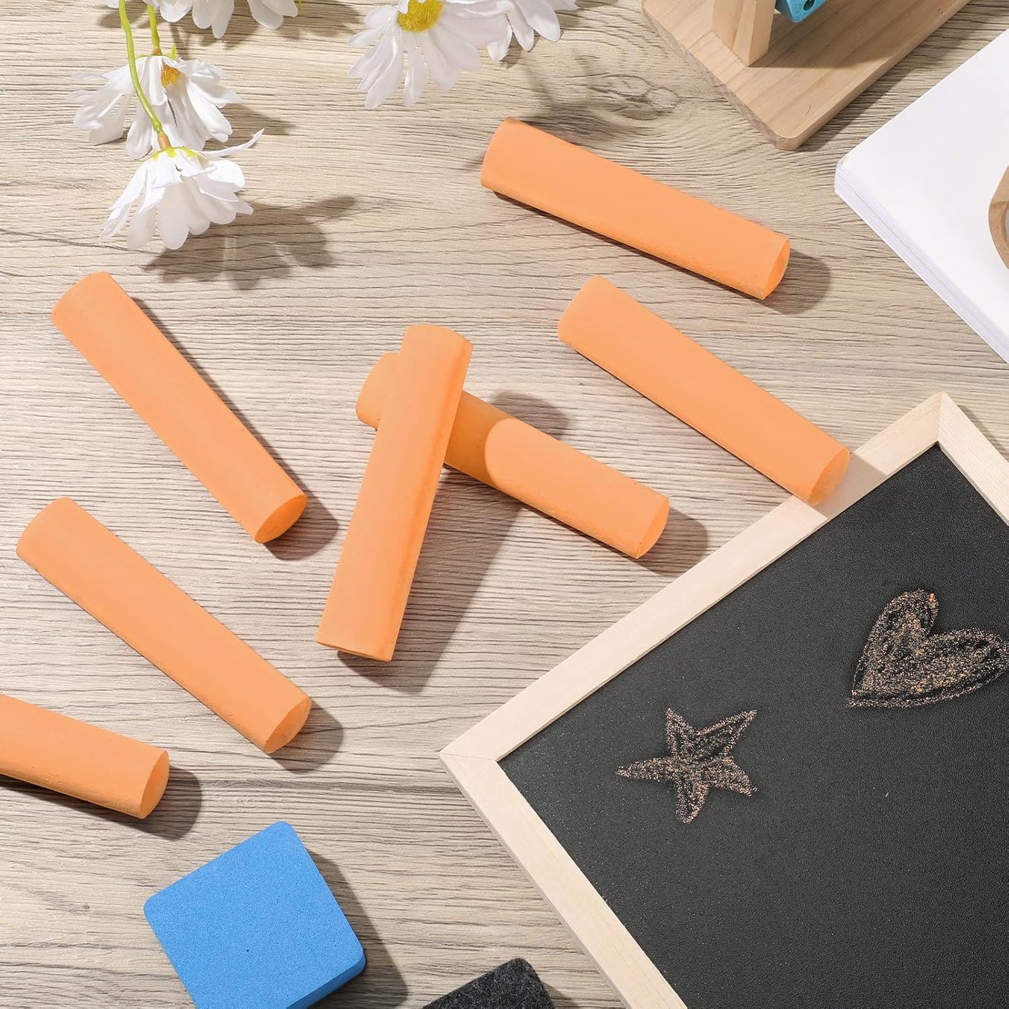 Fulmoon 40 Pcs Jumbo Sidewalk Chalk for Kids Outdoor Art Non Toxic Large Washable Street Chalk for Adults Drawing Painting Classroom(Orange,Round Style)