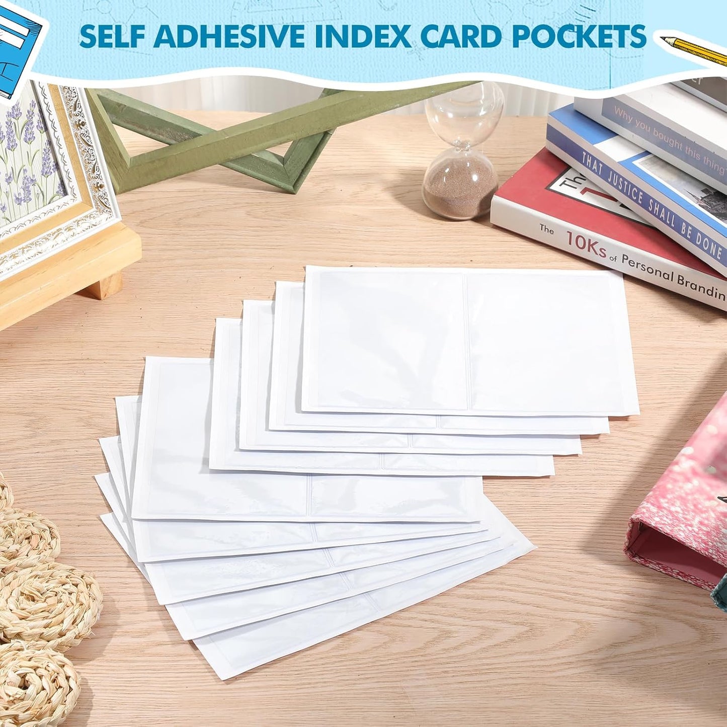 Outus Self Adhesive Shop Ticket Holders Clear Plastic Sleeves Adhesive Pockets Work Order Job Ticket Holders for Home Office Posting Signs(6 x 4 Inch,30 Pcs)