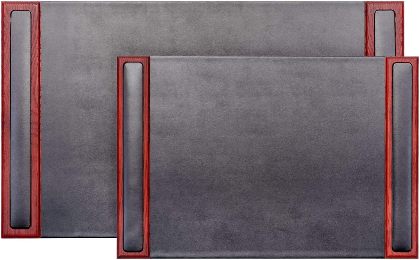 Dacasso Rosewood and Leather Desk Pad with Side-Rails, 25.5 by 17.25 Inch (P8002)