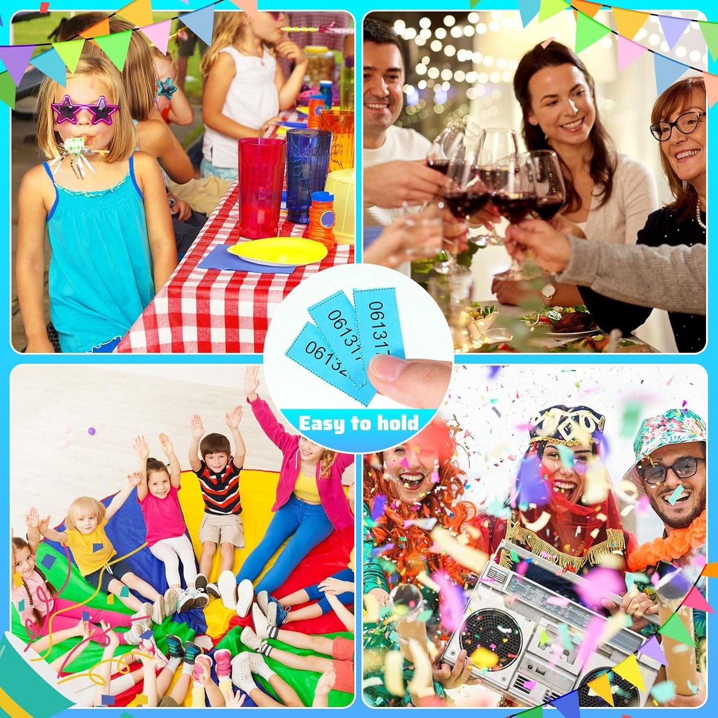 Kosiz 1000 Sheet 15 Bid Raffle Tickets Chinese Auction Tickets Sheets Auction Fundraiser Ticket Numbered with Name and Phone Number Per Sheet Raffle Tags for Silent Auction(Lake Blue)