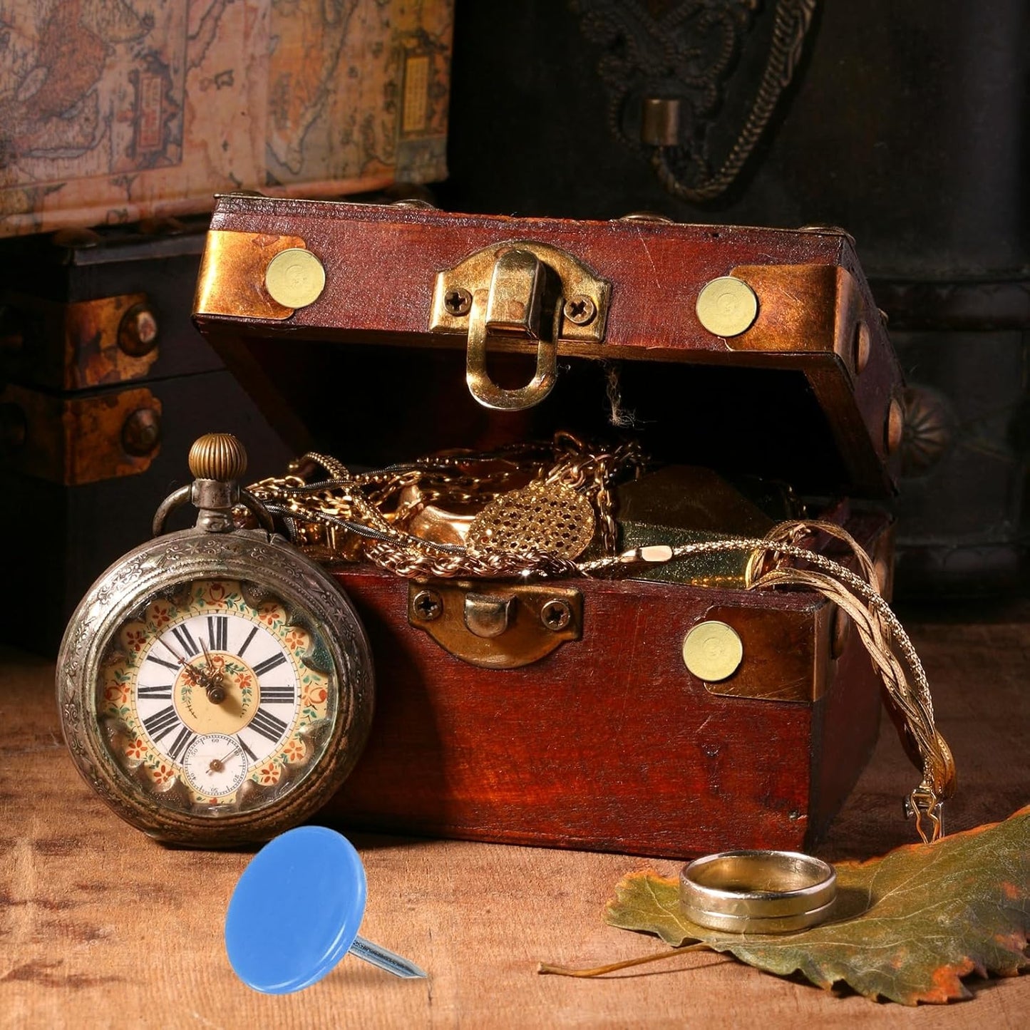 uxcell 100Pcs Upholstery Tacks, 11mmx13mm Flat Head Thumb Tack Decorative Furniture Nails Push Pins for Furniture Sofa Headboards, Blue