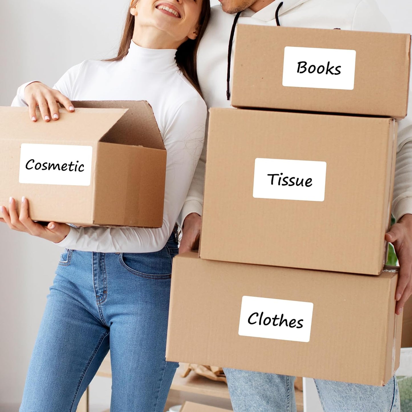 PARLAIM 3x5 inch Rectangle Color Code Stickers, 1000PCS 4 Rolls Square Adhesive Inventory Label, White