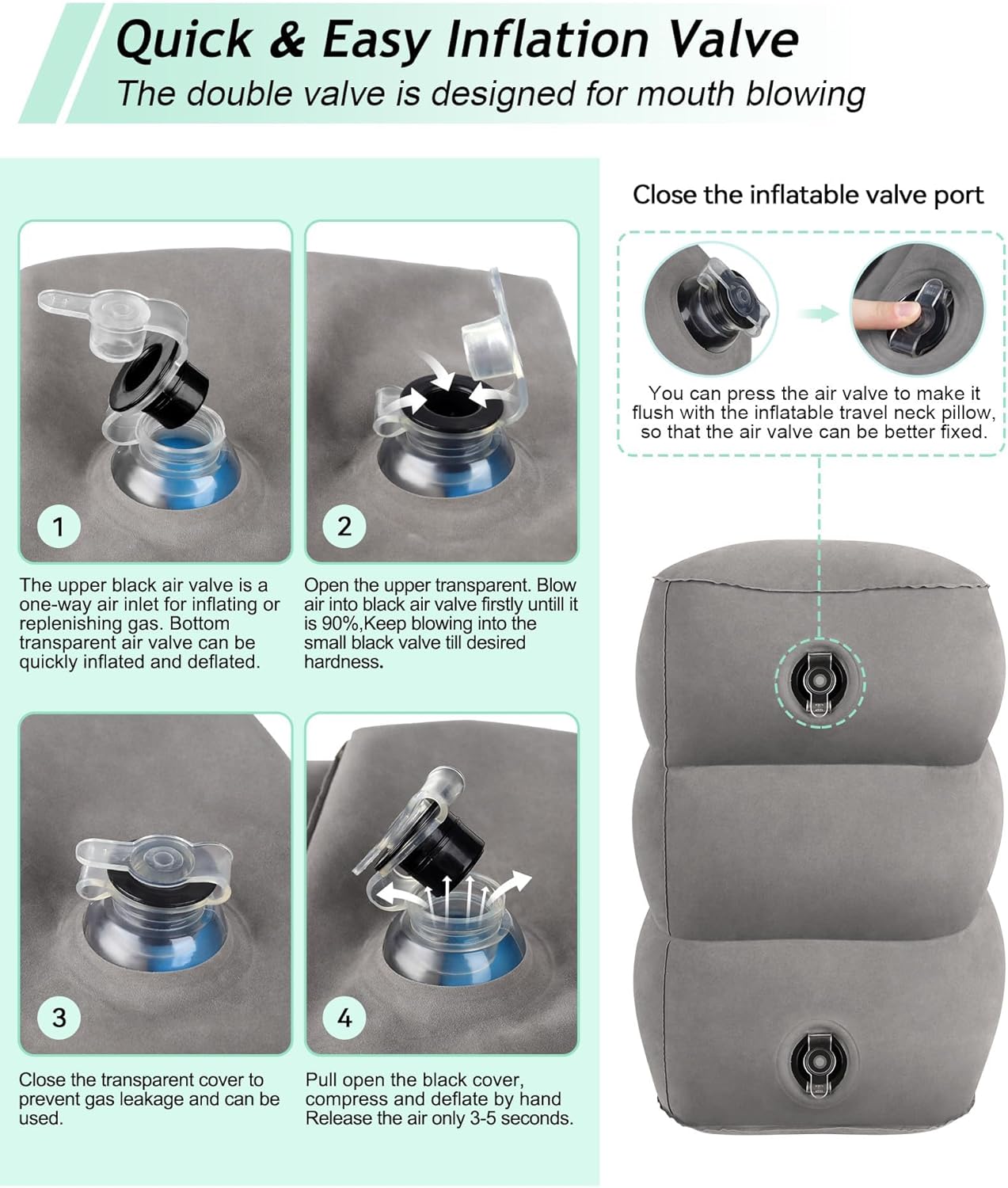 JefDiee Inflatable Foot Rest Pillow, Kids Airplane Bed, Adjustable 3 Layers Height Leg Rest Pillow, Airplane Travel Essentials Great for Office, Home, Trains, Cars