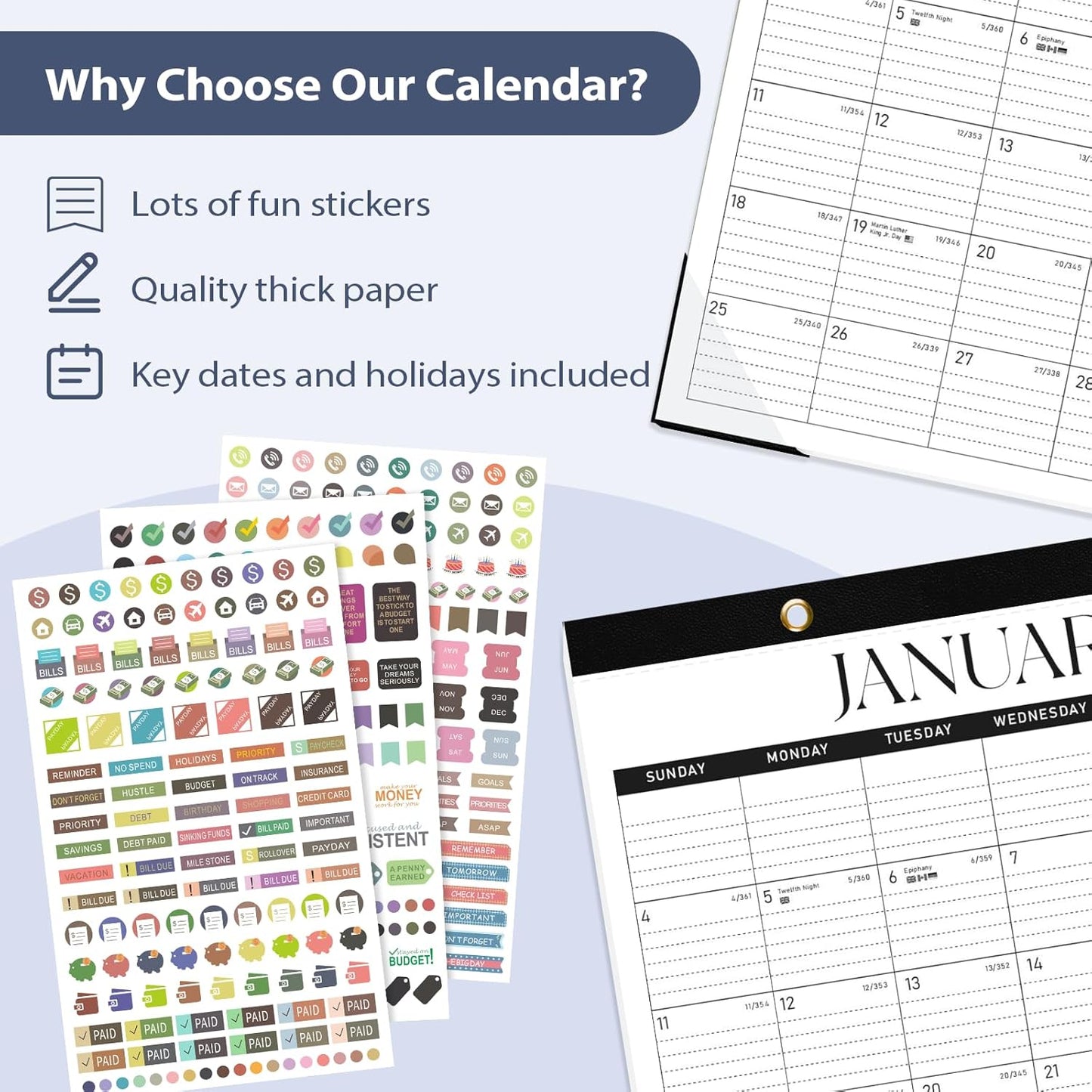 Desk Calendar 2025-2026, 18 Months (July 2025 to December 2026) - Large Size 17" x 12" Desktop/Wall Monthly Calendar with To Do List, Personal Desk Calendar Planner for Home, School, Office - Black